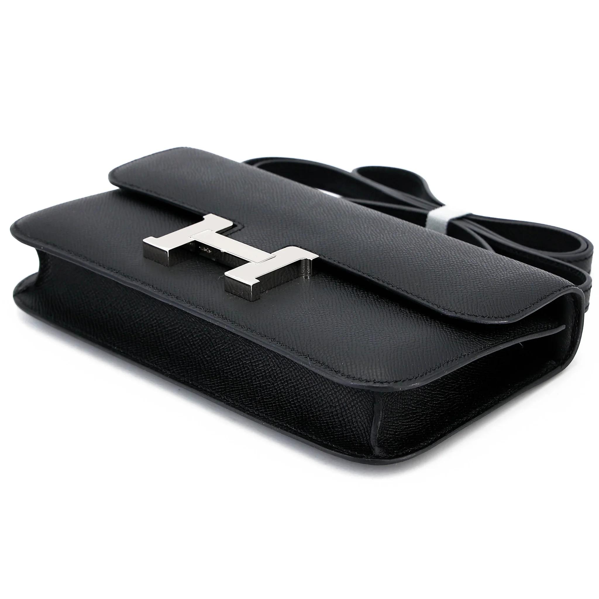 未使用保存品 HERMÈS 愛馬仕 Constance 康康 Elan 89 黑色 Noir (Black) Epsom牛皮 銀扣 W刻 2024年 - 4