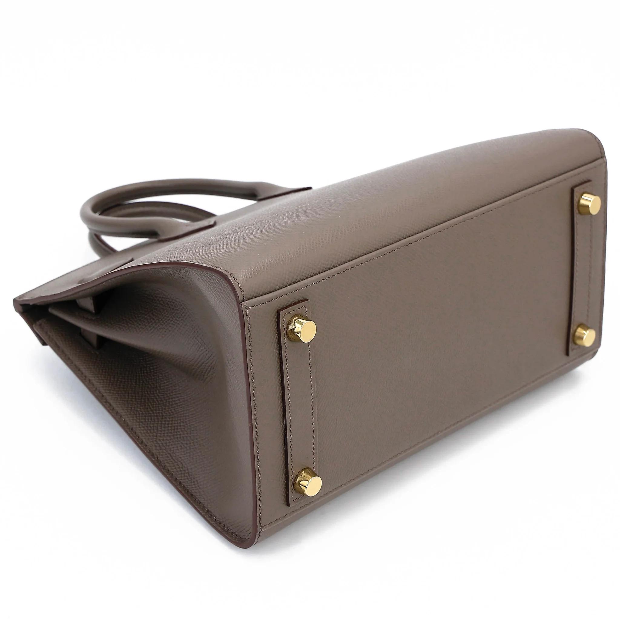 Very Good ( Rank A) HERMÈS Birkin 25 Sellier Etain (8F) Epsom Gold hardware Z (2021) - 7