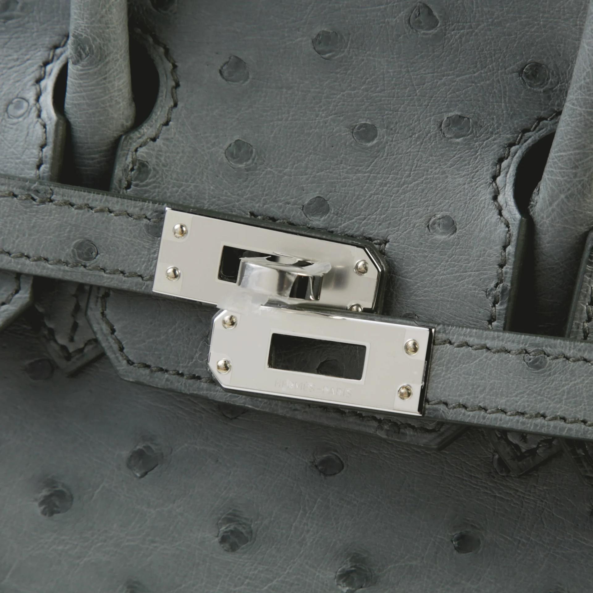 Brand New ( Rank N ) HERMÈS Birkin 25 Vert Amande (63) Ostrich Palladium hardware G (2026) - 8