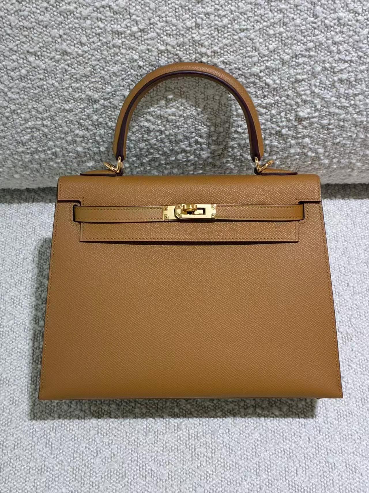 SA超美品 HERMÈS 爱马仕 Kelly 25 外缝 2S 芝麻色 Sesame Epsom牛皮 金扣 B刻 2023年 - 7