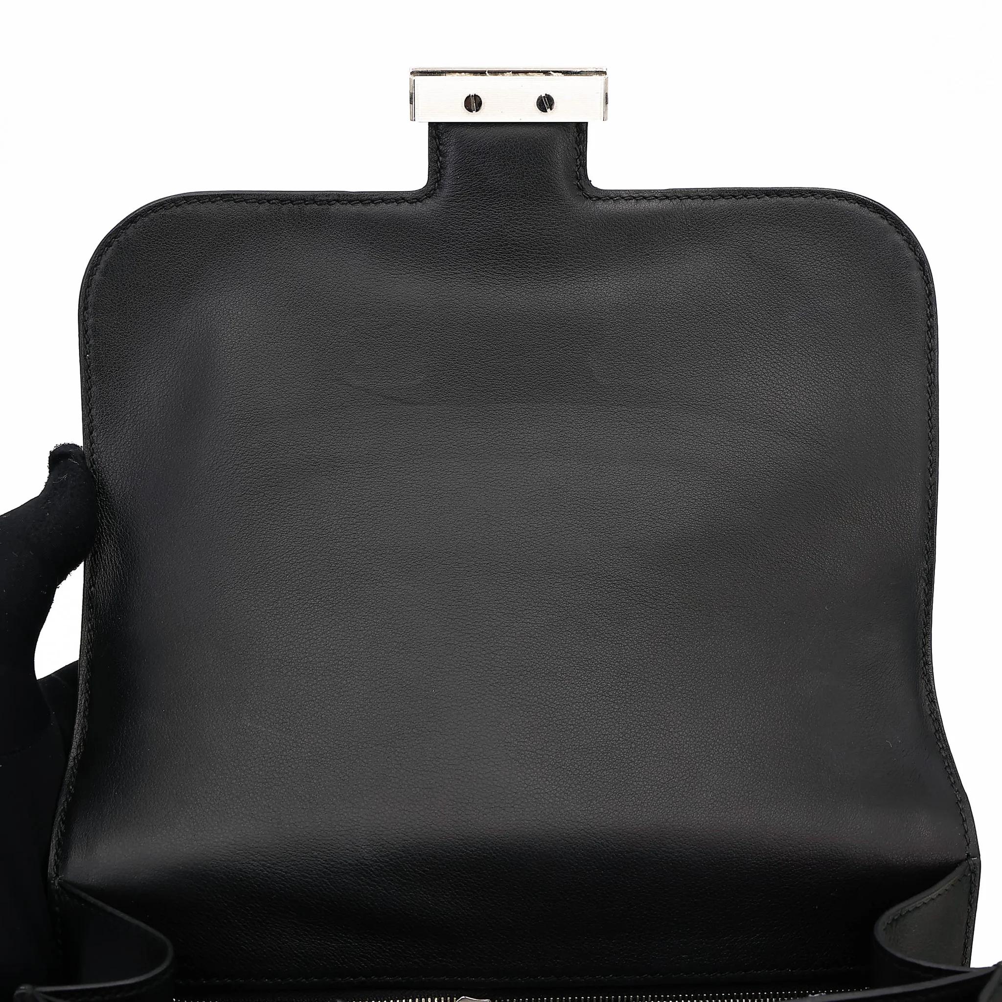 A美品 HERMÈS 愛馬仕 Constance 康康 24 89 黑色 Noir (Black) Toile H 帆布 Swift牛皮 銀扣 D刻 2019年 - 20