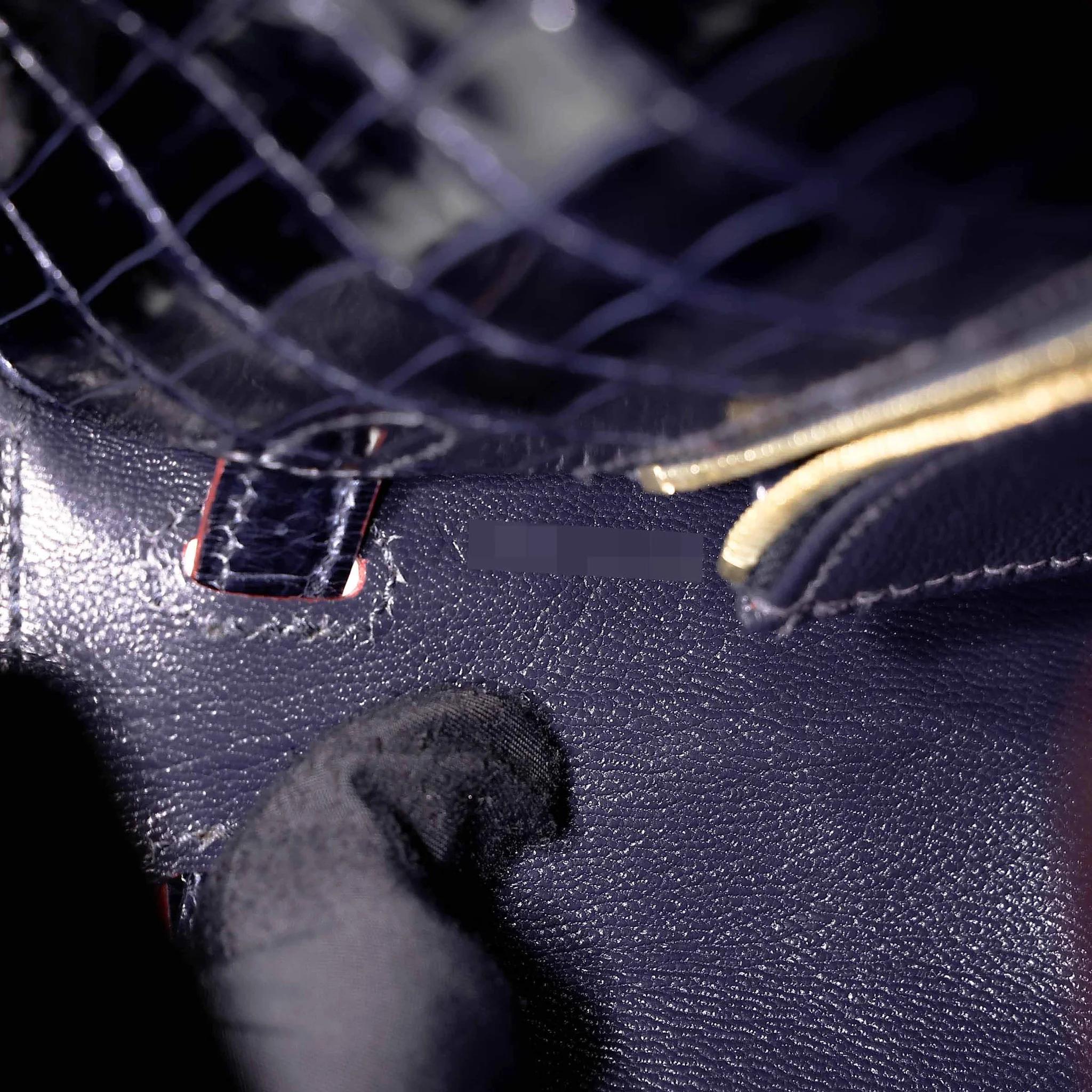 Very Good ( Rank A) HERMÈS Limited Edition Kelly 25 Sellier Navy (7U) Shiny Niloticus Crocodile Gold hardware X (2016) - 28