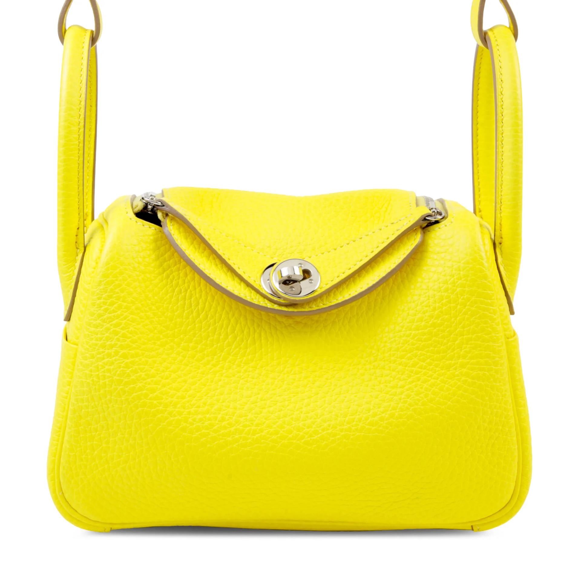 Excellent ( Rank SA ) HERMÈS Mini Lindy Lime (9R) Clemence Palladium hardware Z (2021) - 1