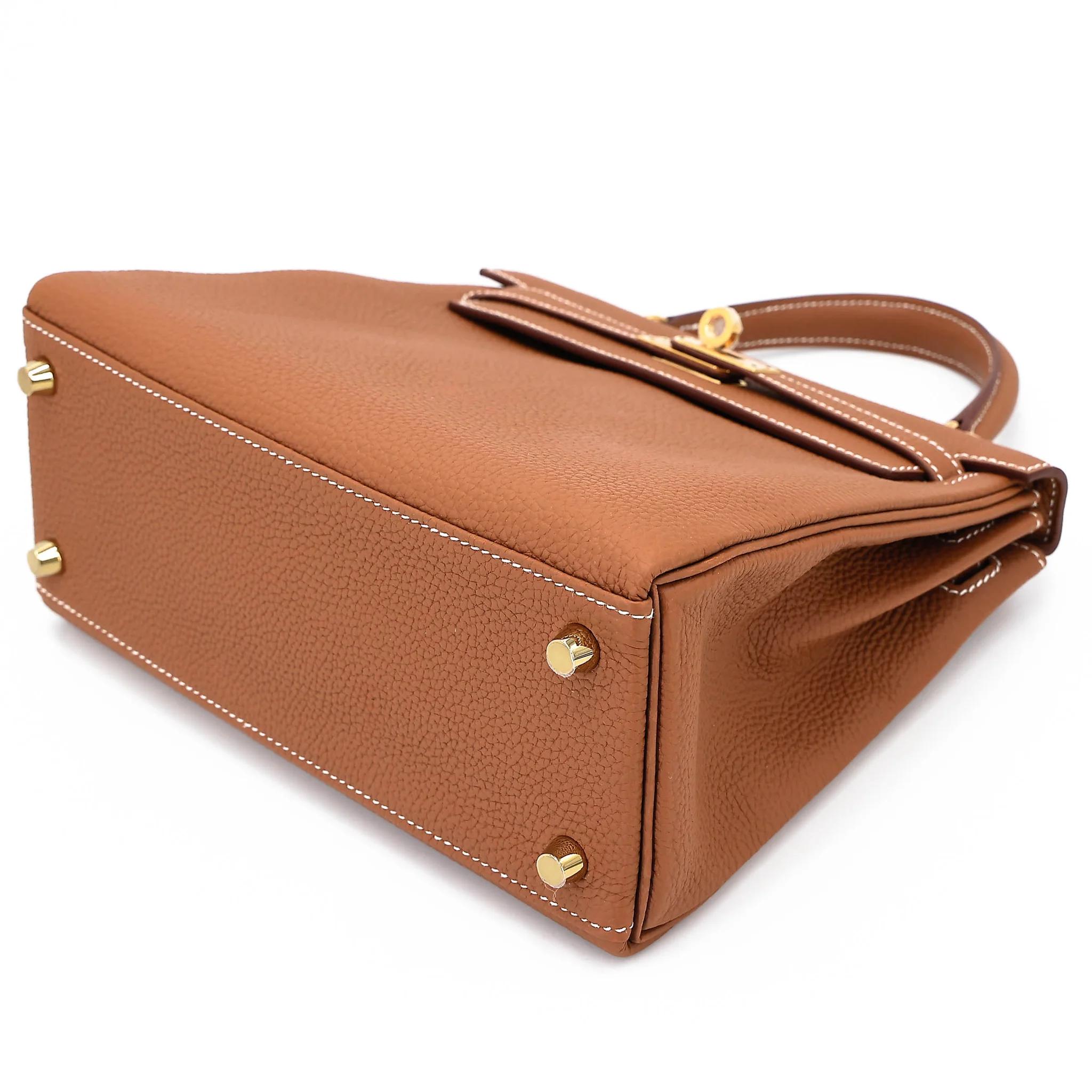 SA超美品 HERMÈS 愛馬仕 Kelly 25 37 金棕色 Gold Togo小牛皮 金扣 W刻 2024年 - 4