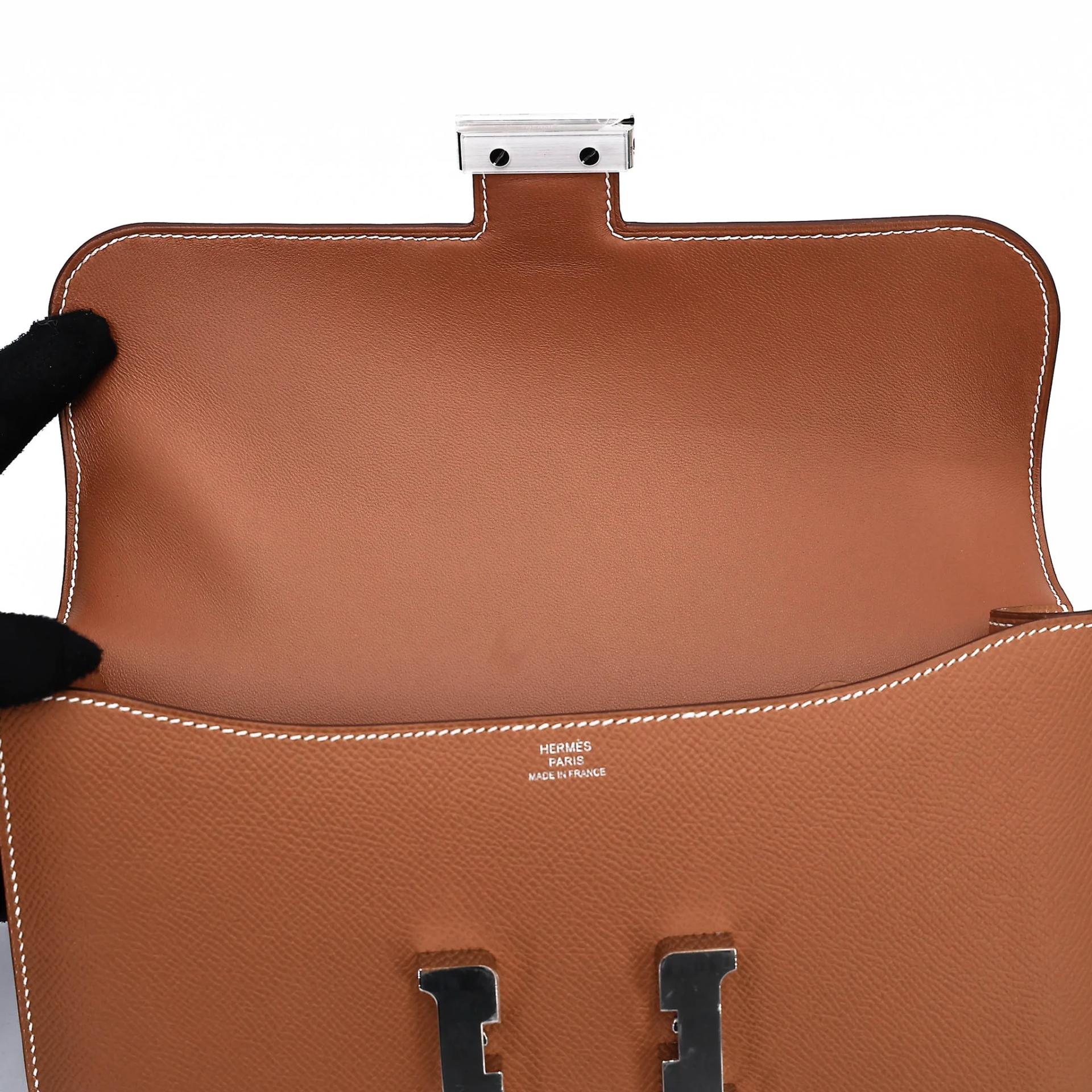 未使用保存品 HERMÈS 爱马仕 Constance 康康 Elan 37 金棕色 Gold Epsom牛皮 银扣 W刻 2024年 - 11