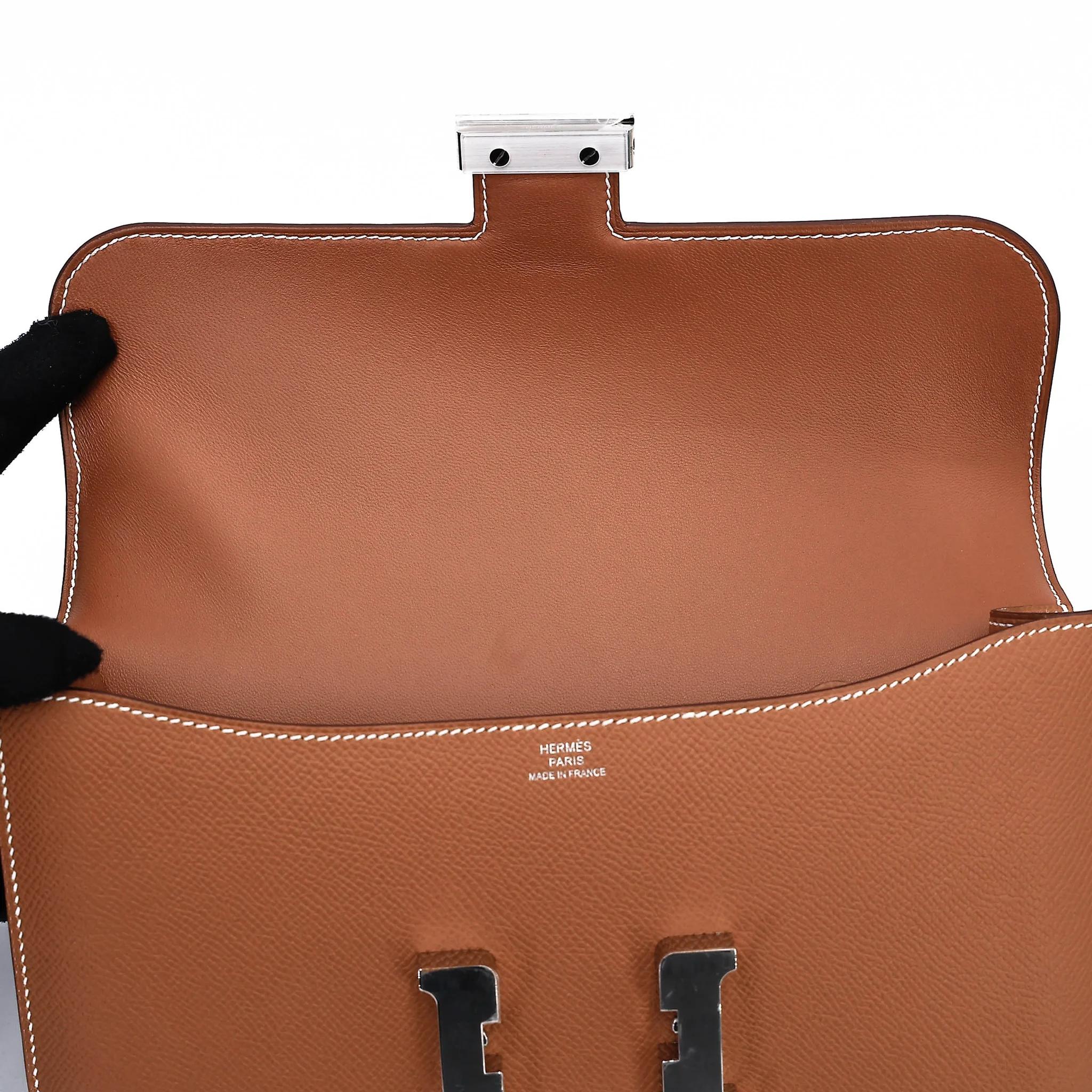 未使用保存品 HERMÈS 愛馬仕 Constance 康康 Elan 37 金棕色 Gold Epsom牛皮 銀扣 W刻 2024年 - 11