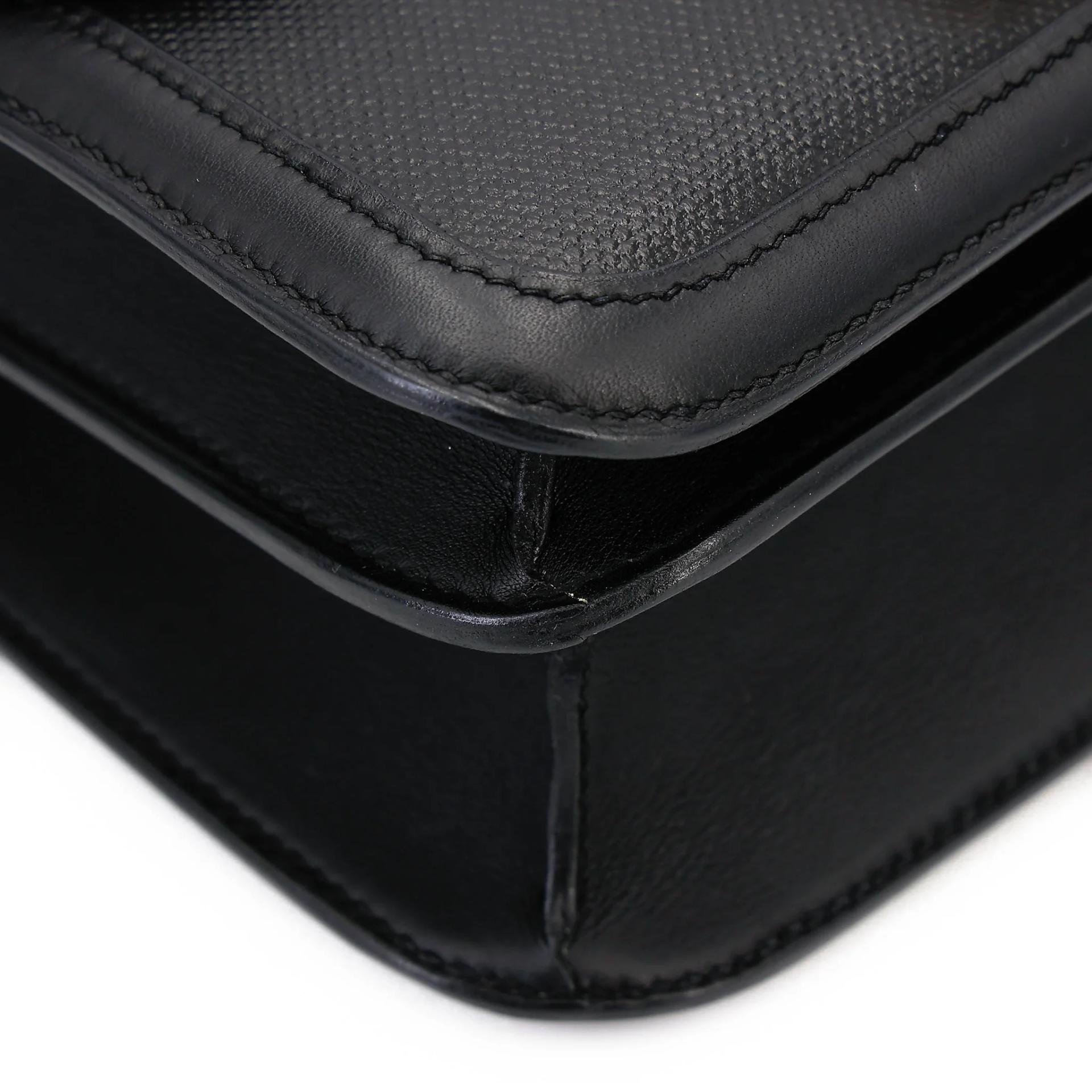 Very Good ( Rank A) HERMÈS Constance 24 Noir (89) Toile H canvas Swift Palladium hardware D (2019) - 9