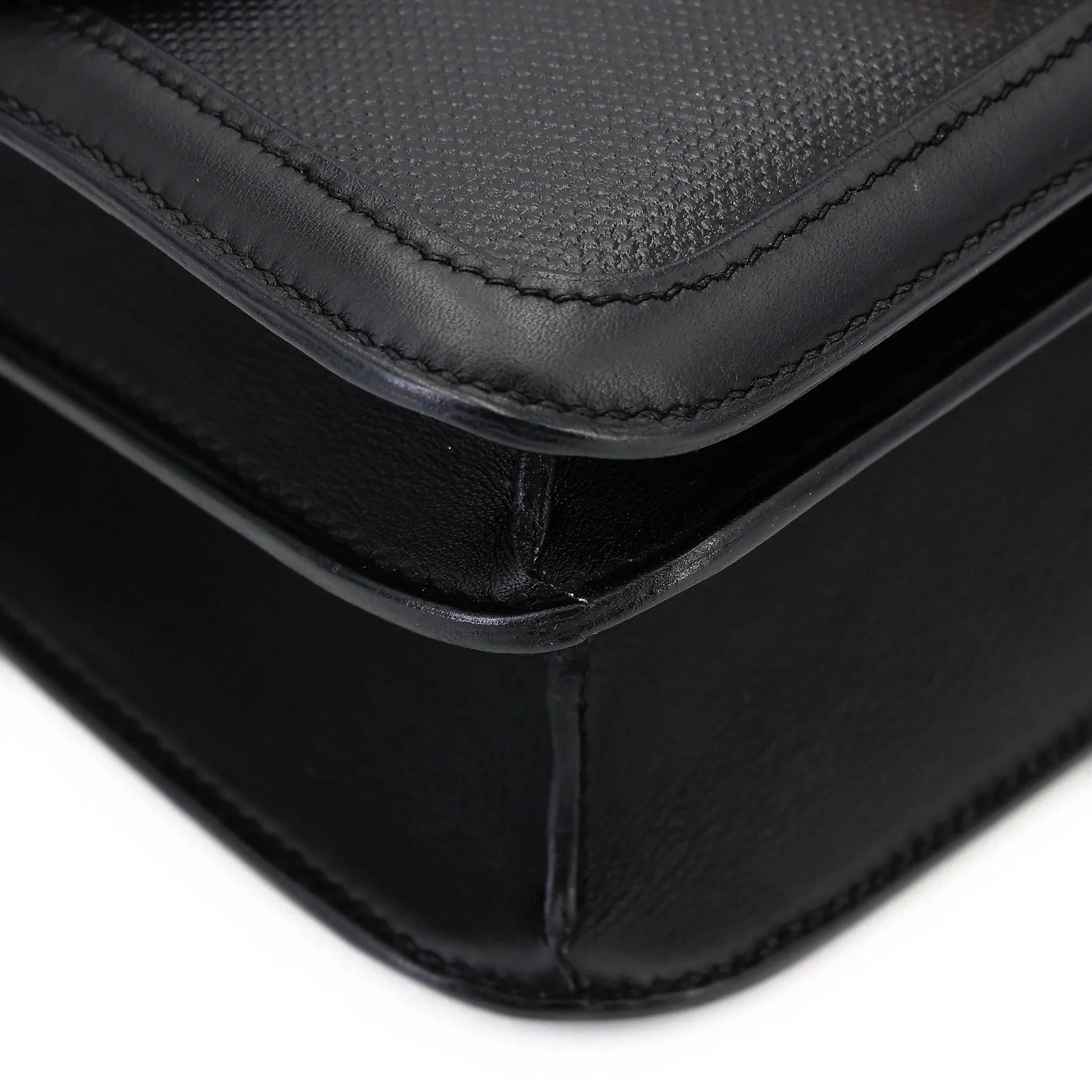 A美品 HERMÈS 愛馬仕 Constance 康康 24 89 黑色 Noir (Black) Toile H 帆布 Swift牛皮 銀扣 D刻 2019年 - 9