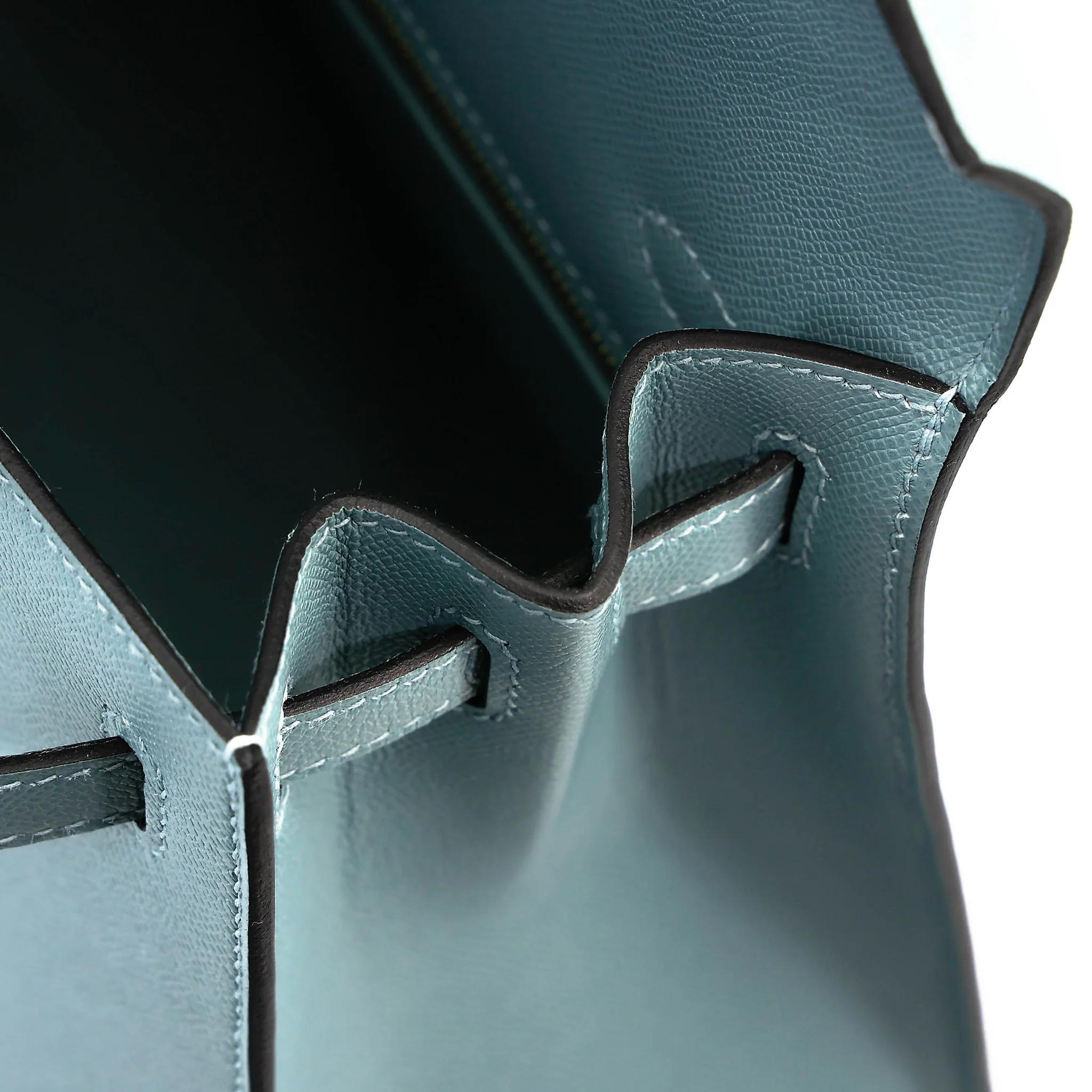 全新 HERMÈS 爱马仕 Kelly 25 外缝 7G 天青蓝 Ciel Madame皮 香槟金扣 G刻 2026年 - 16