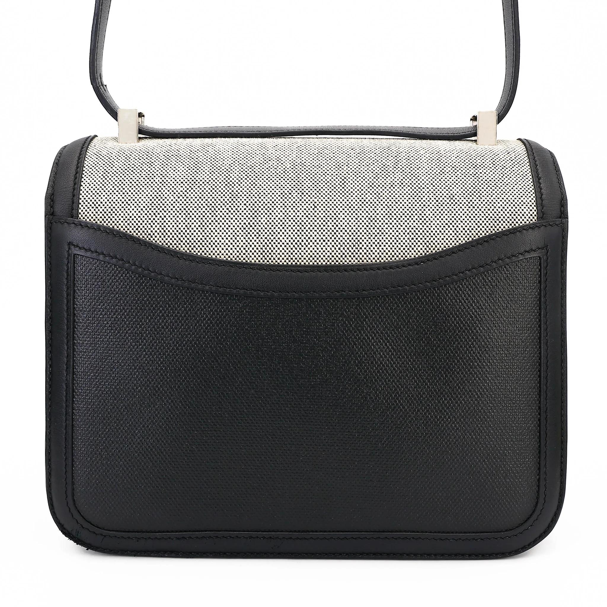 A美品 HERMÈS 愛馬仕 Constance 康康 24 89 黑色 Noir (Black) Toile H 帆布 Swift牛皮 銀扣 D刻 2019年 - 2