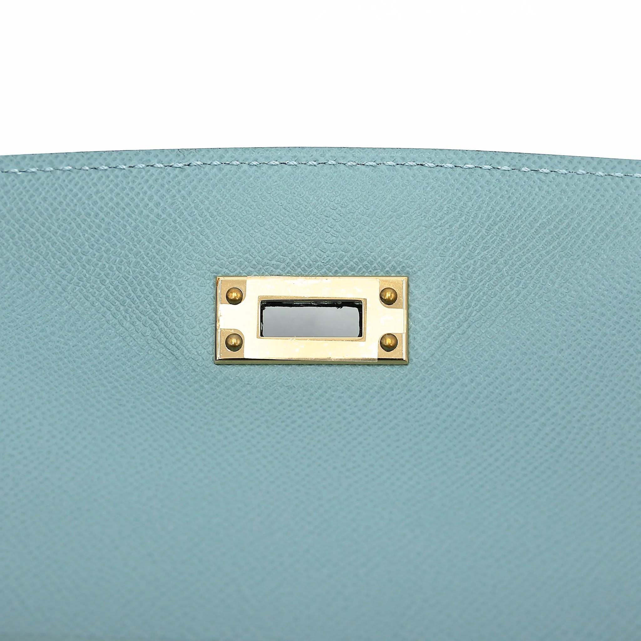 全新 HERMÈS 爱马仕 Kelly 25 外缝 7G 天青蓝 Ciel Madame皮 香槟金扣 G刻 2026年 - 11