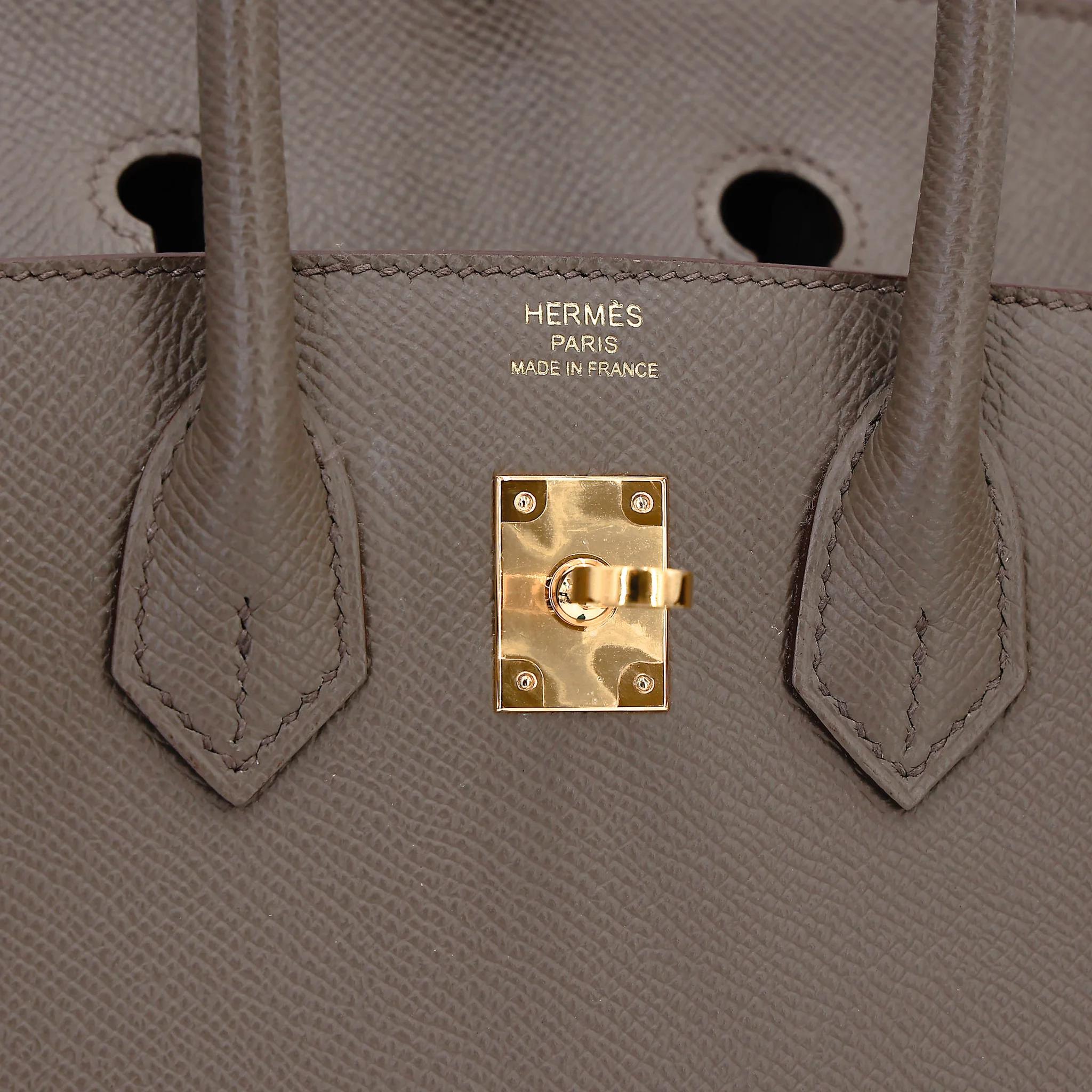 Very Good ( Rank A) HERMÈS Birkin 25 Sellier Etain (8F) Epsom Gold hardware Z (2021) - 16