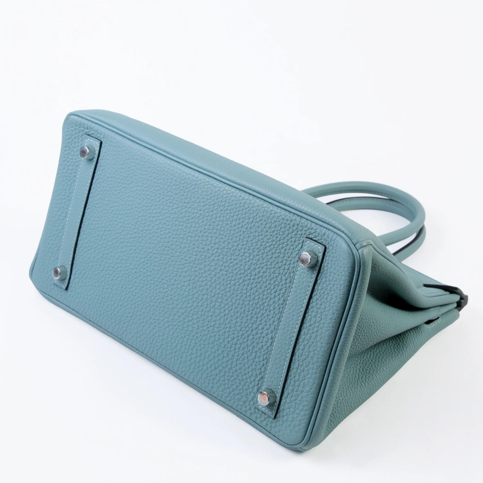 Very Good ( Rank A) HERMÈS Birkin 30 Ciel (7G) Togo Palladium hardware Y (2020) - 5
