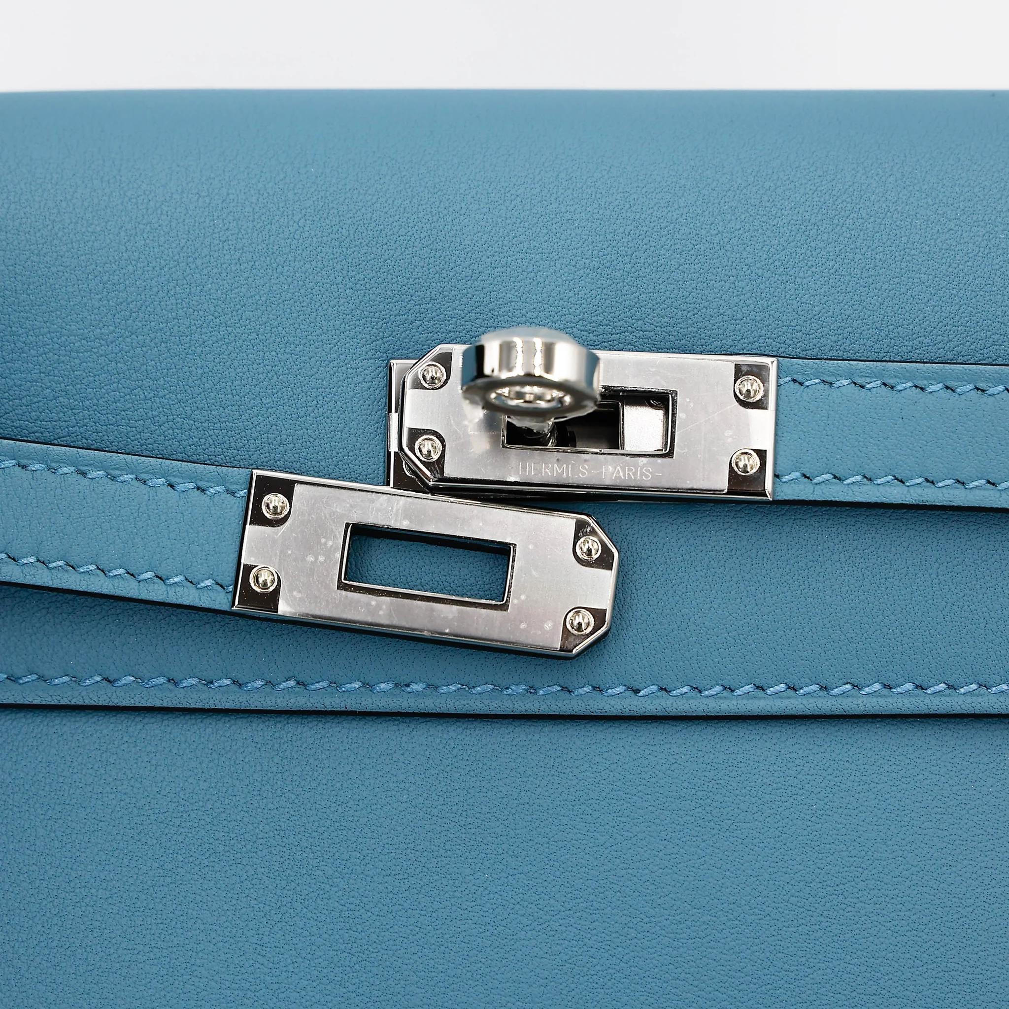 Unused ( Rank NS ) HERMÈS Limited Edition Kelly Danse Anate New Bleu Jean (D2) Swift Palladium hardware B (2023) - 12