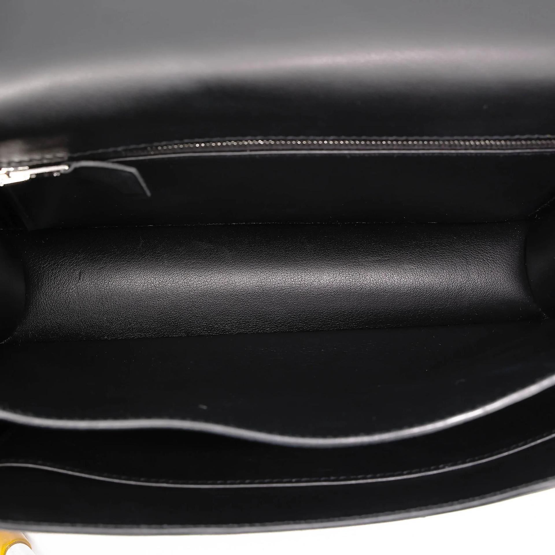 Very Good ( Rank A) HERMÈS Constance 24 Noir (89) Toile H canvas Swift Palladium hardware D (2019) - 35