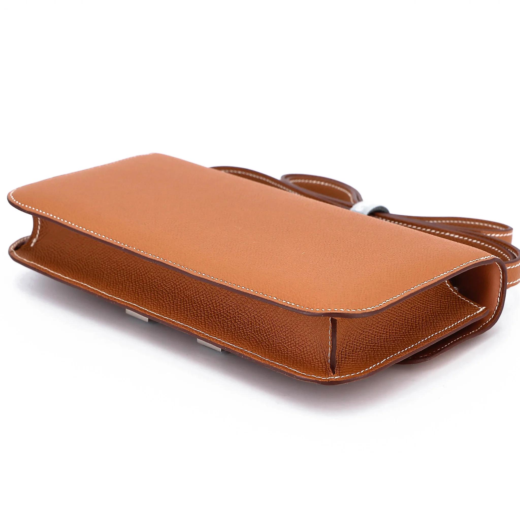 未使用保存品 HERMÈS 愛馬仕 Constance 康康 Elan 37 金棕色 Gold Epsom牛皮 銀扣 W刻 2024年 - 6