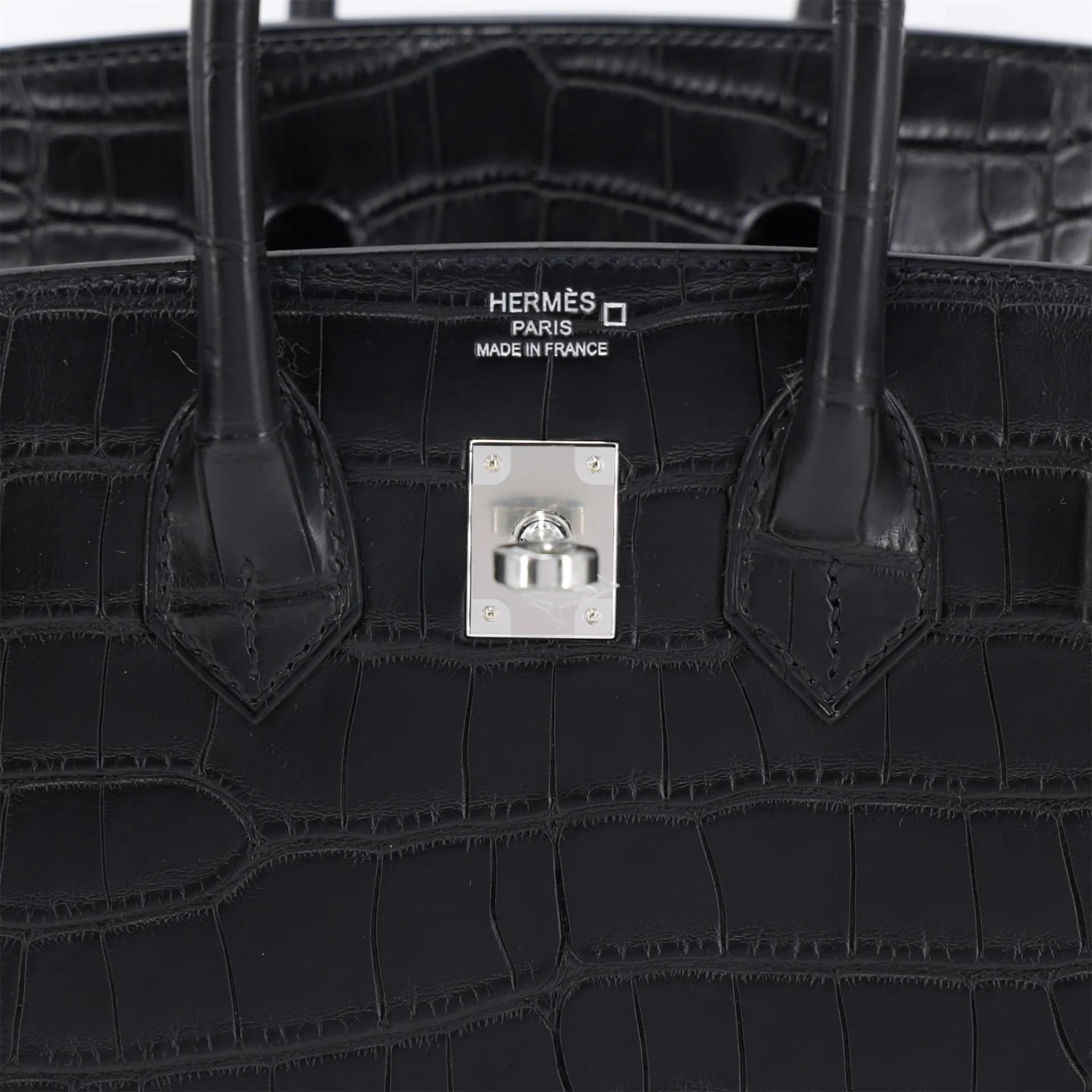 ランク N 新品 HERMÈS エルメス バーキン25 ブラック (89) クロコダイル アリゲーター マット シルバー金具 G刻印 (2026) - 10
