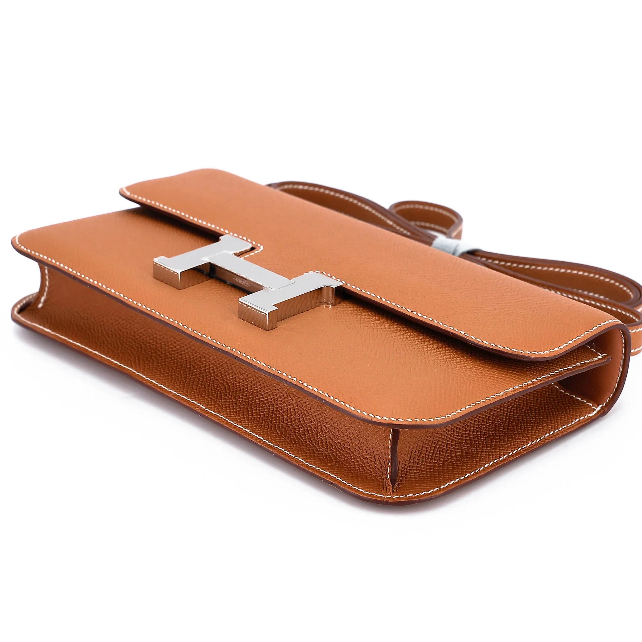未使用保存品 HERMÈS 愛馬仕 Constance 康康 Elan 37 金棕色 Gold Epsom牛皮 銀扣 W刻 2024年 - 4