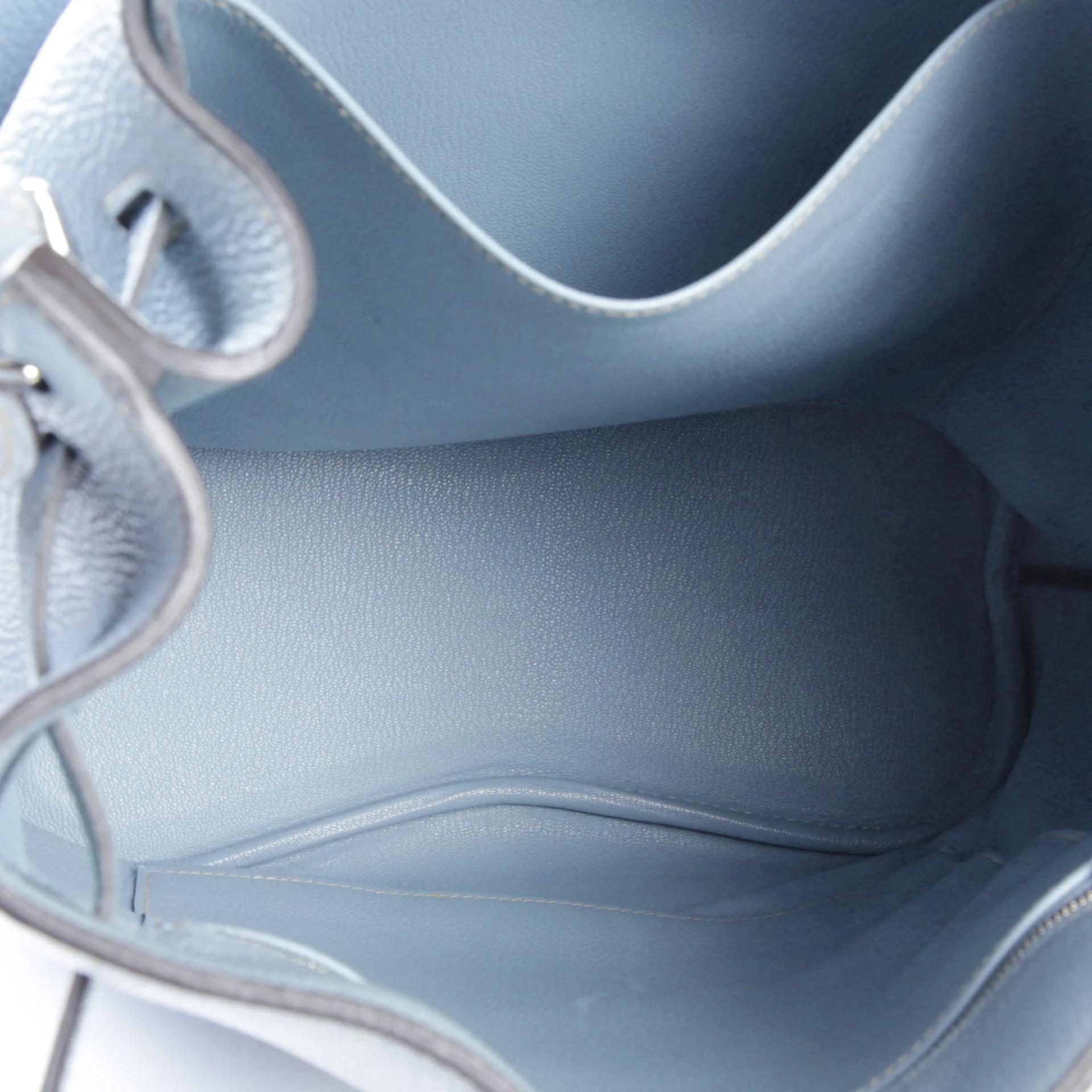 Very Good ( Rank A) HERMÈS So Kelly 26 Bleu Lin (J7) Clemence Palladium hardware Square Q (2013) - 12