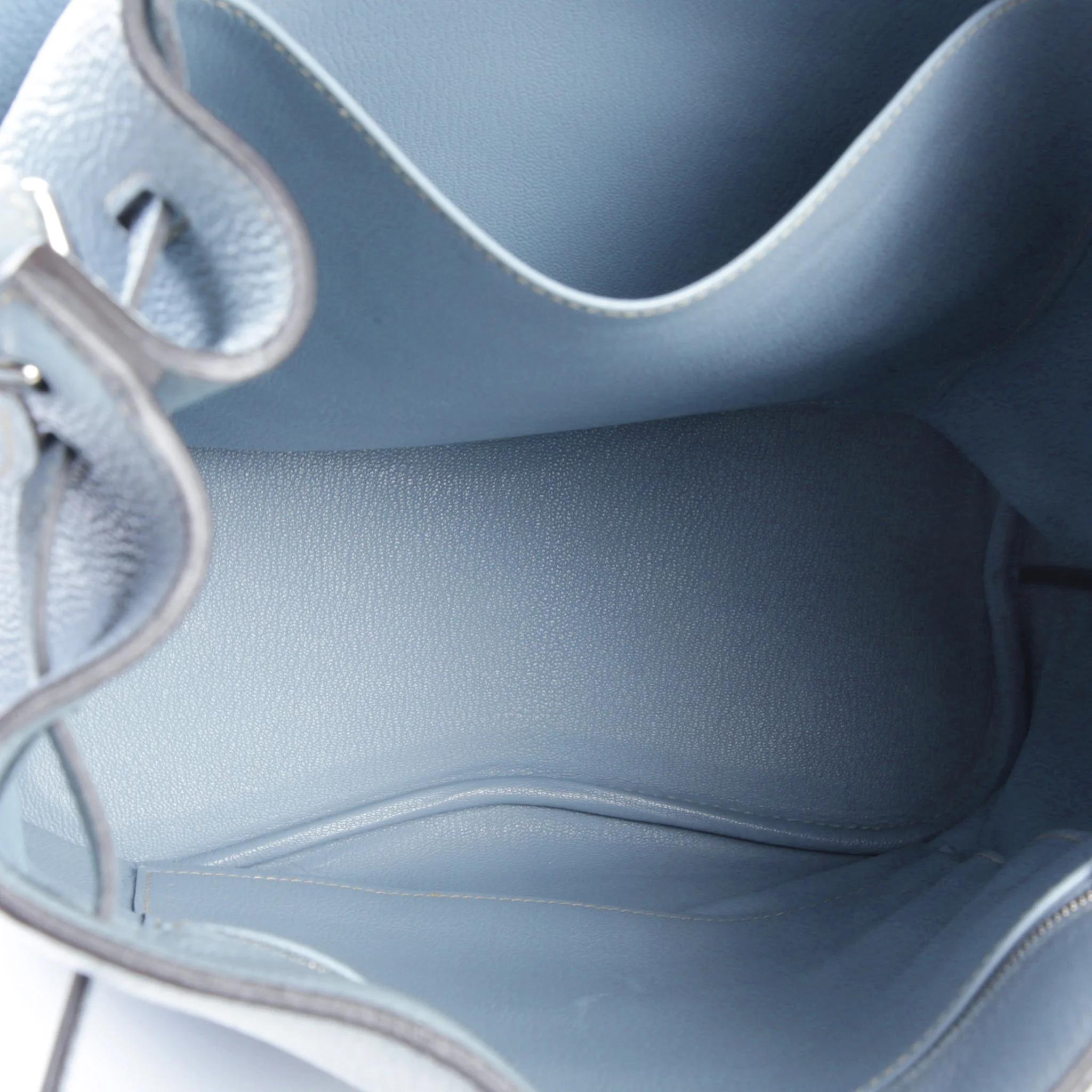 Very Good ( Rank A) HERMÈS So Kelly 26 Bleu Lin (J7) Clemence Palladium hardware Square Q (2013) - 12