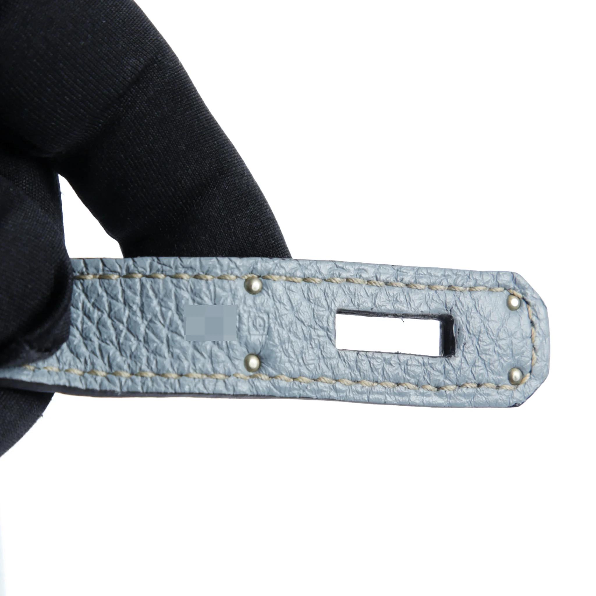 Very Good ( Rank A) HERMÈS So Kelly 26 Bleu Lin (J7) Clemence Palladium hardware Square Q (2013) - 10