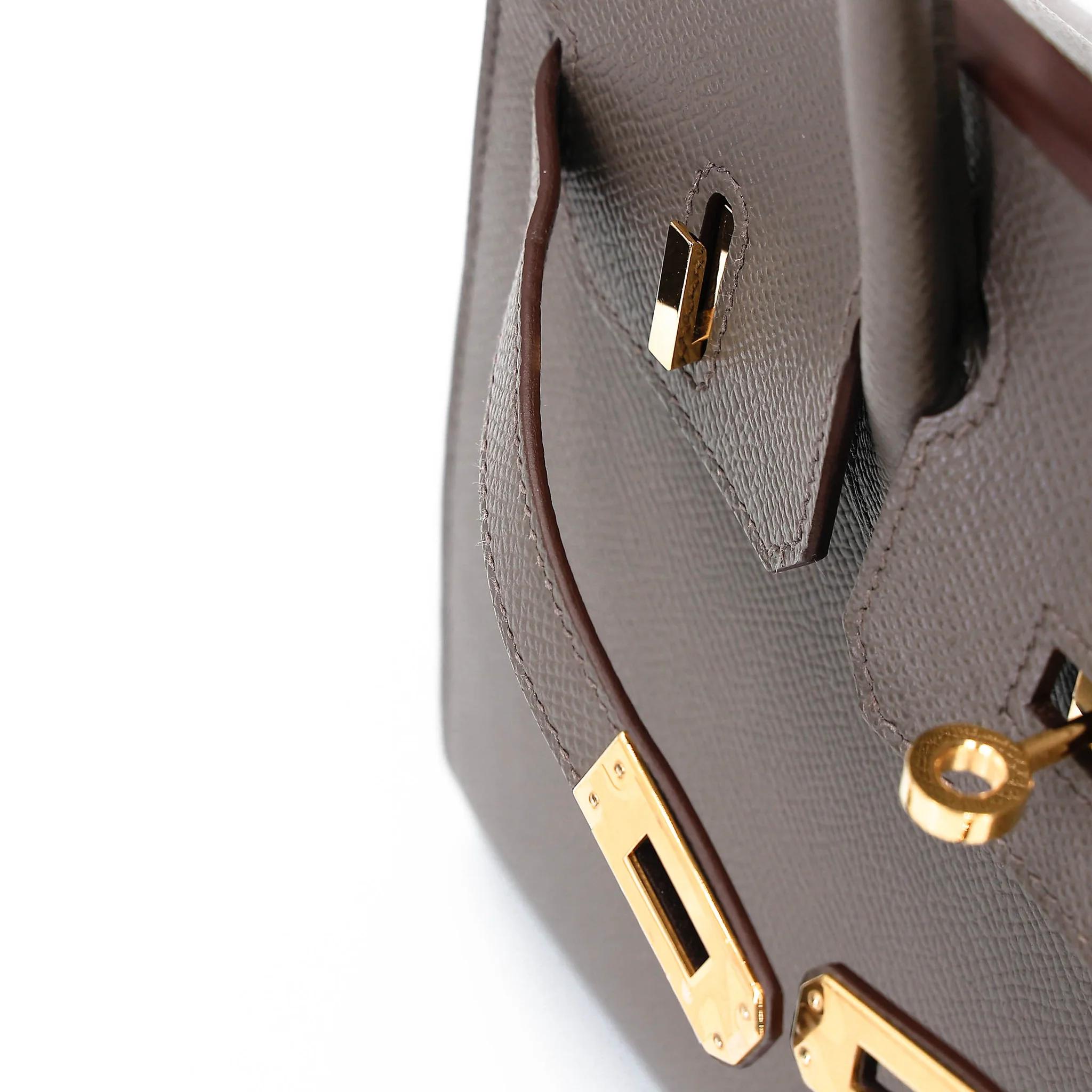 Very Good ( Rank A) HERMÈS Birkin 25 Sellier Etain (8F) Epsom Gold hardware Z (2021) - 11