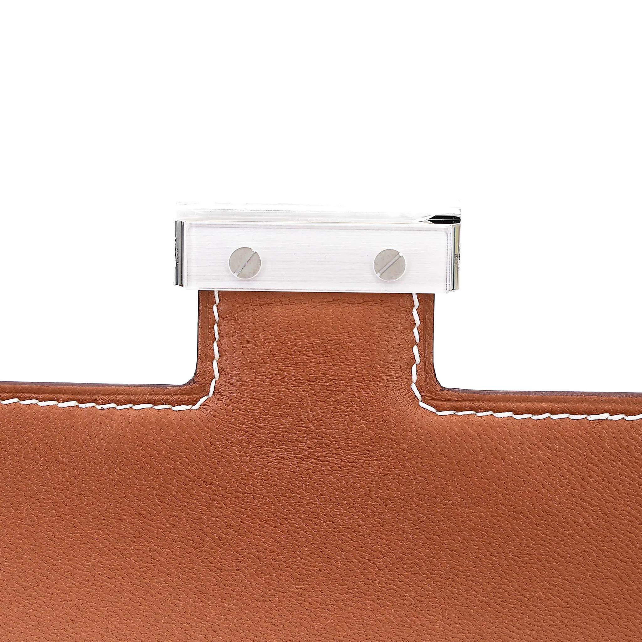 未使用保存品 HERMÈS 愛馬仕 Constance 康康 Elan 37 金棕色 Gold Epsom牛皮 銀扣 W刻 2024年 - 10