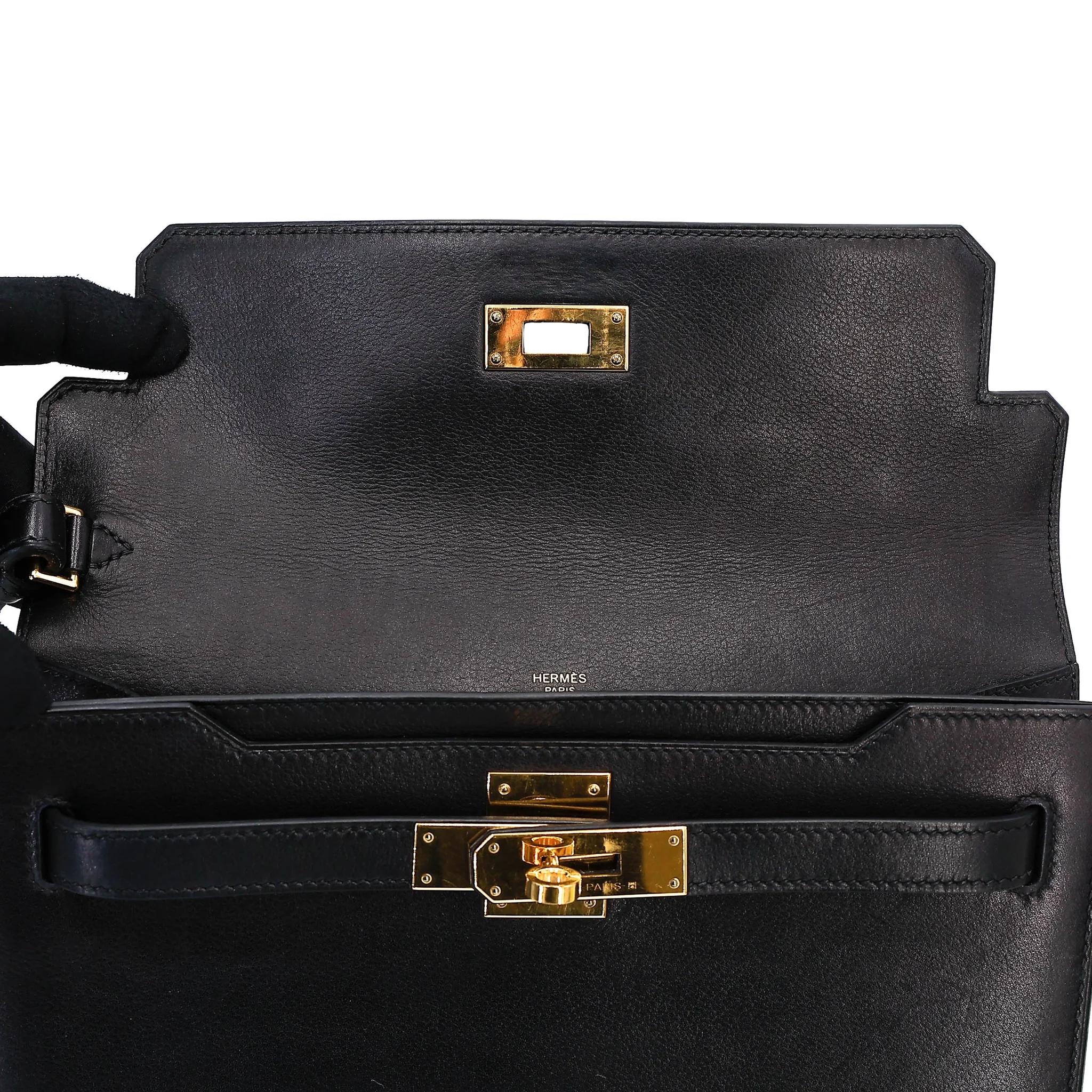 中古AB HERMÈS 愛馬仕 Kelly depeches 25 公文包 89 黑色 Noir (Black) Evergrain皮 金扣 Y刻 2020年 - 25