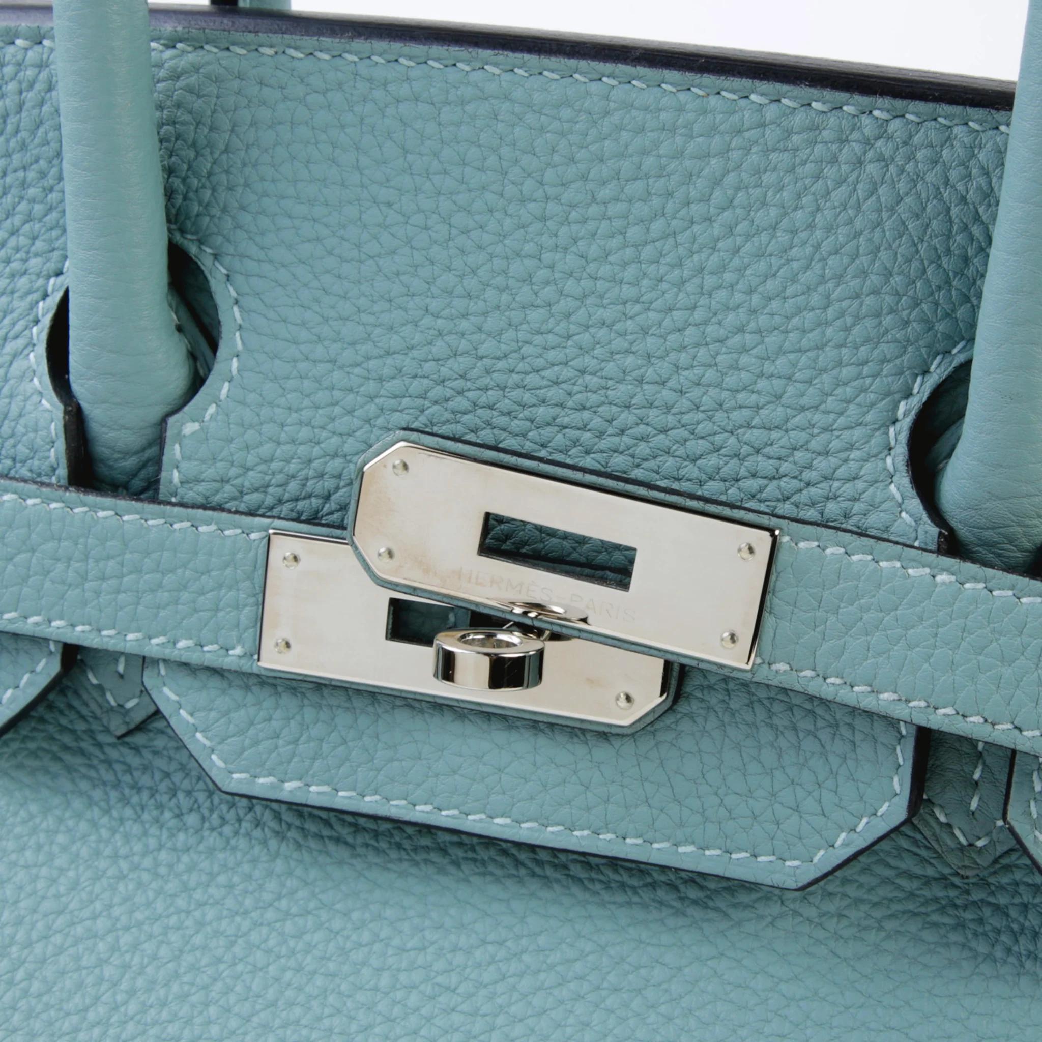 Very Good ( Rank A) HERMÈS Birkin 30 Ciel (7G) Togo Palladium hardware Y (2020) - 8