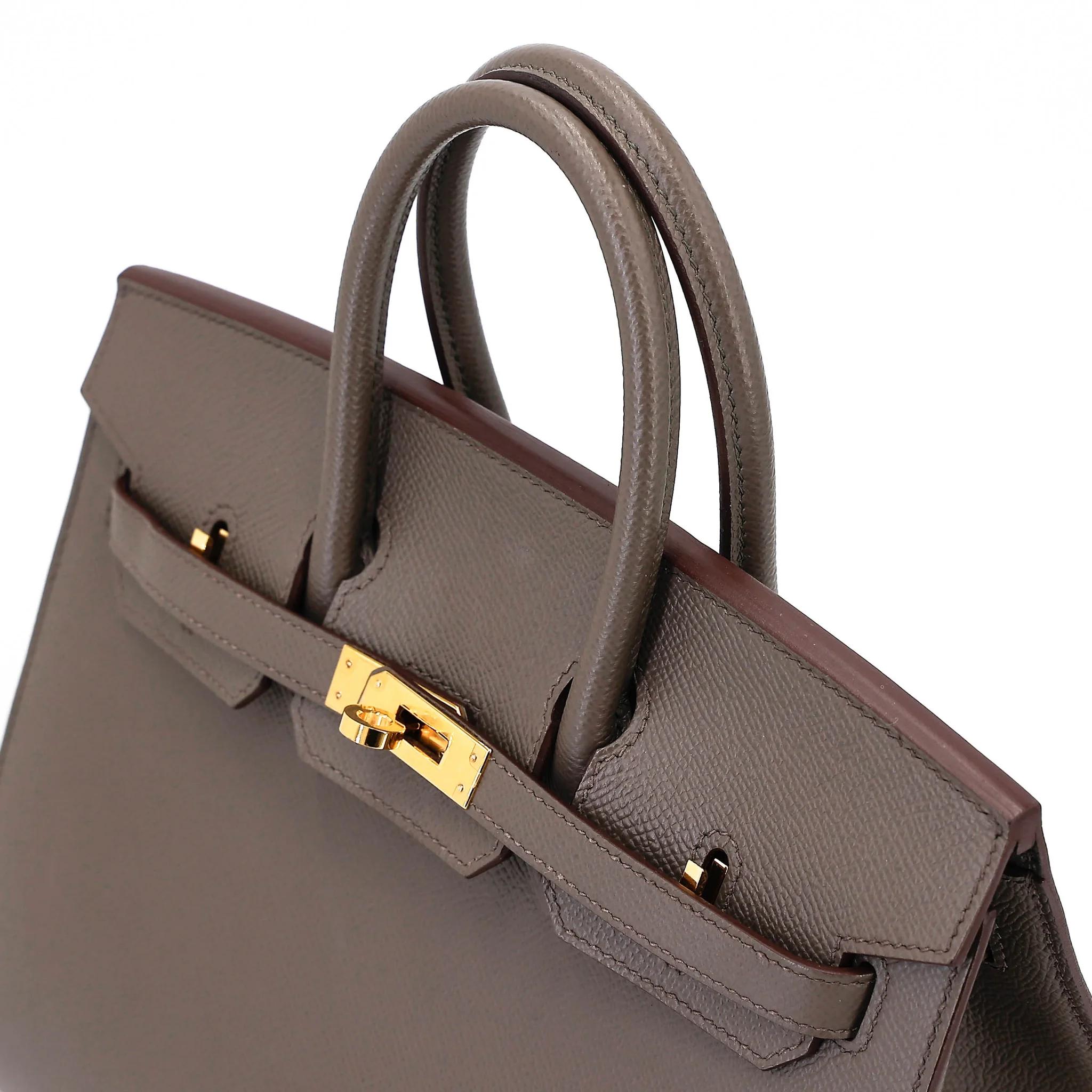 Very Good ( Rank A) HERMÈS Birkin 25 Sellier Etain (8F) Epsom Gold hardware Z (2021) - 3