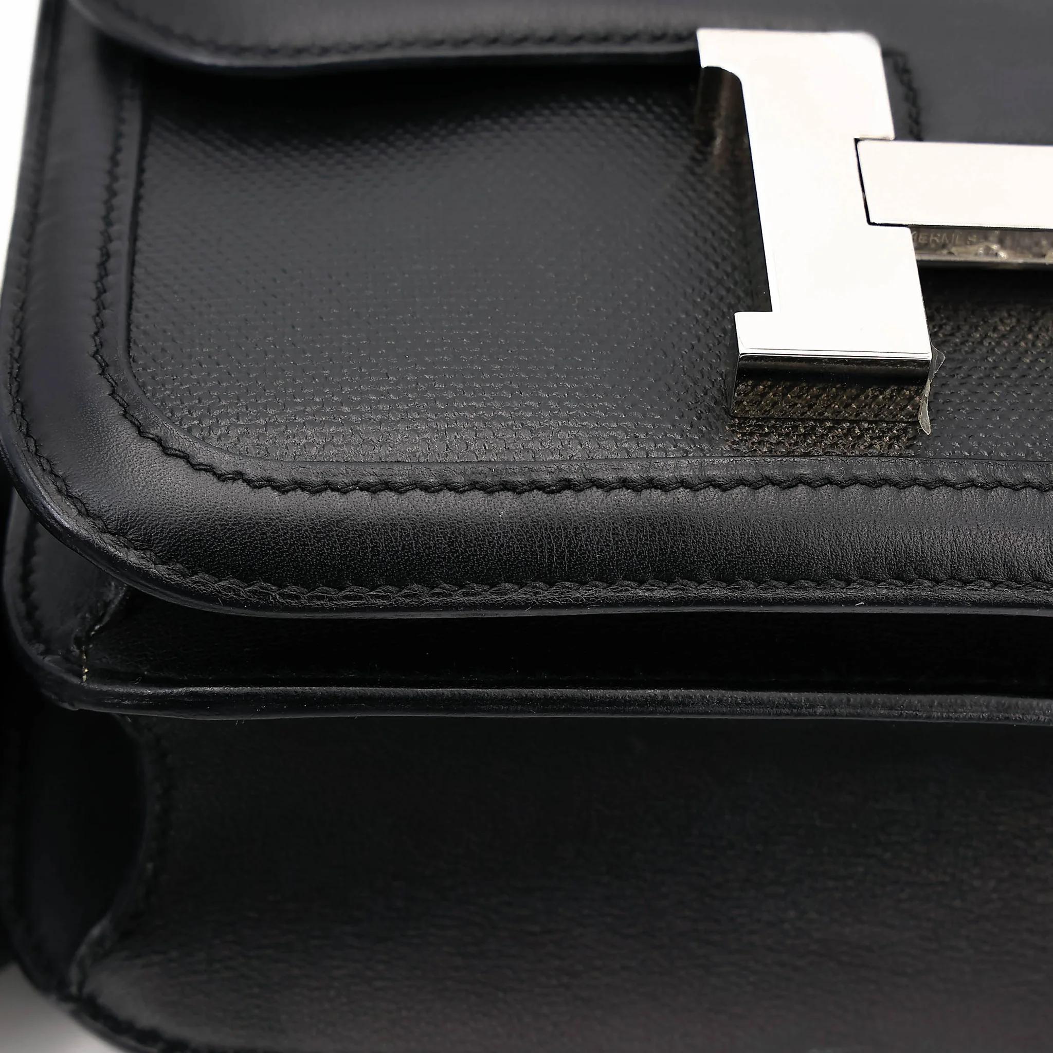 A美品 HERMÈS 愛馬仕 Constance 康康 24 89 黑色 Noir (Black) Toile H 帆布 Swift牛皮 銀扣 D刻 2019年 - 16