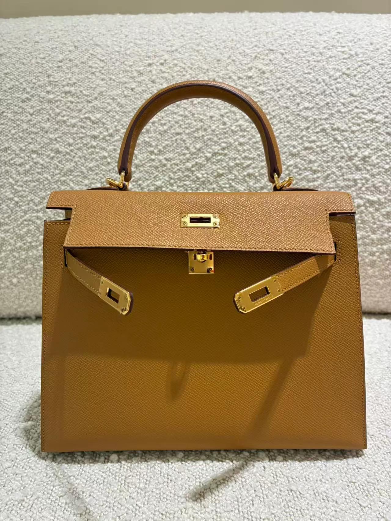 SA超美品 HERMÈS 爱马仕 Kelly 25 外缝 2S 芝麻色 Sesame Epsom牛皮 金扣 B刻 2023年 - 9