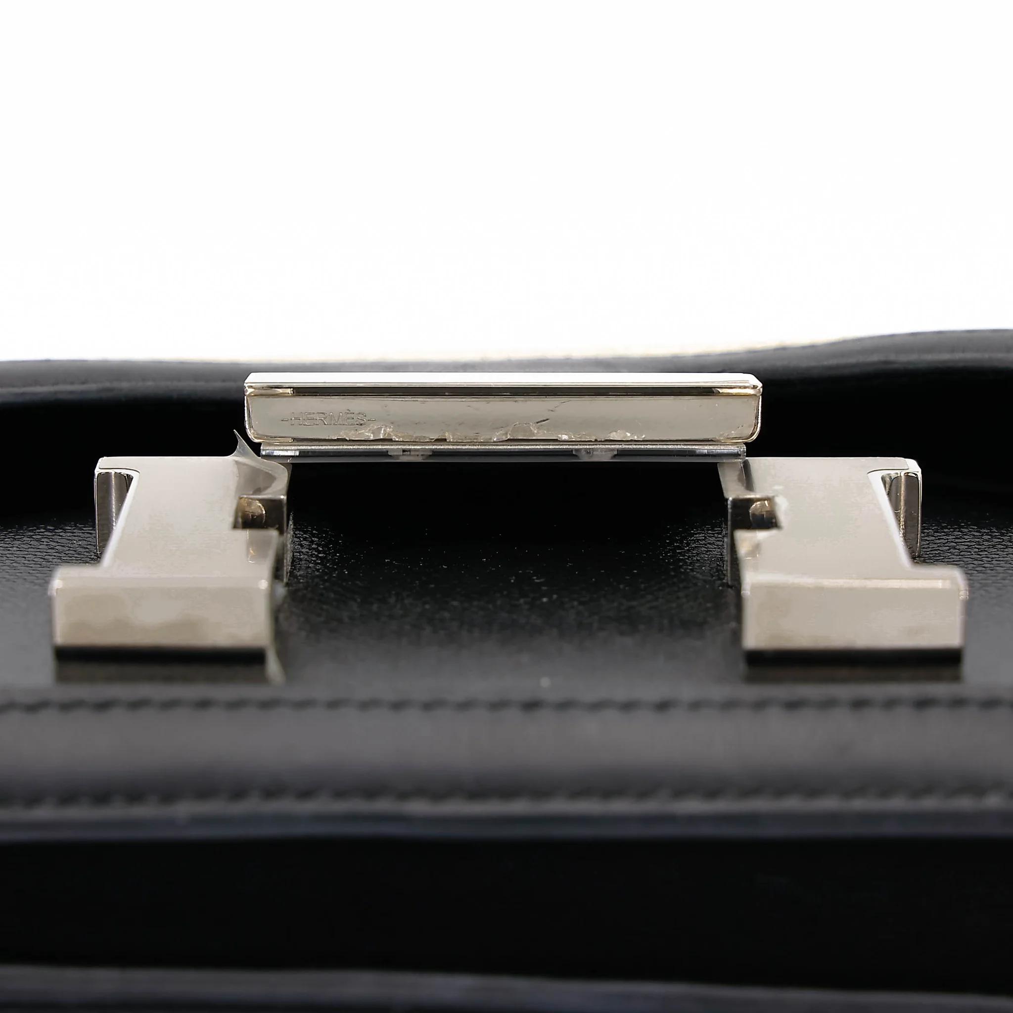 A美品 HERMÈS 愛馬仕 Constance 康康 24 89 黑色 Noir (Black) Toile H 帆布 Swift牛皮 銀扣 D刻 2019年 - 18