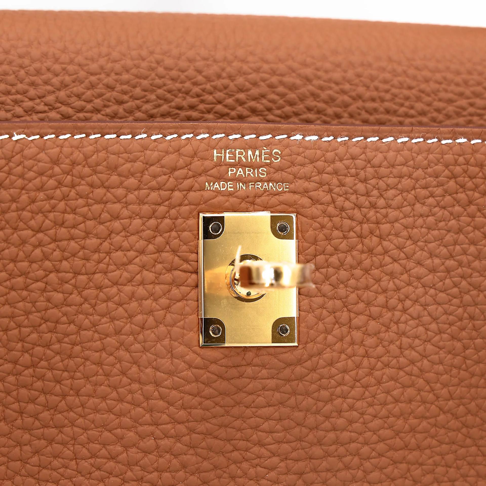 Excellent ( Rank SA ) HERMÈS Kelly 25 Gold (37) Togo Gold hardware W (2024) - 14