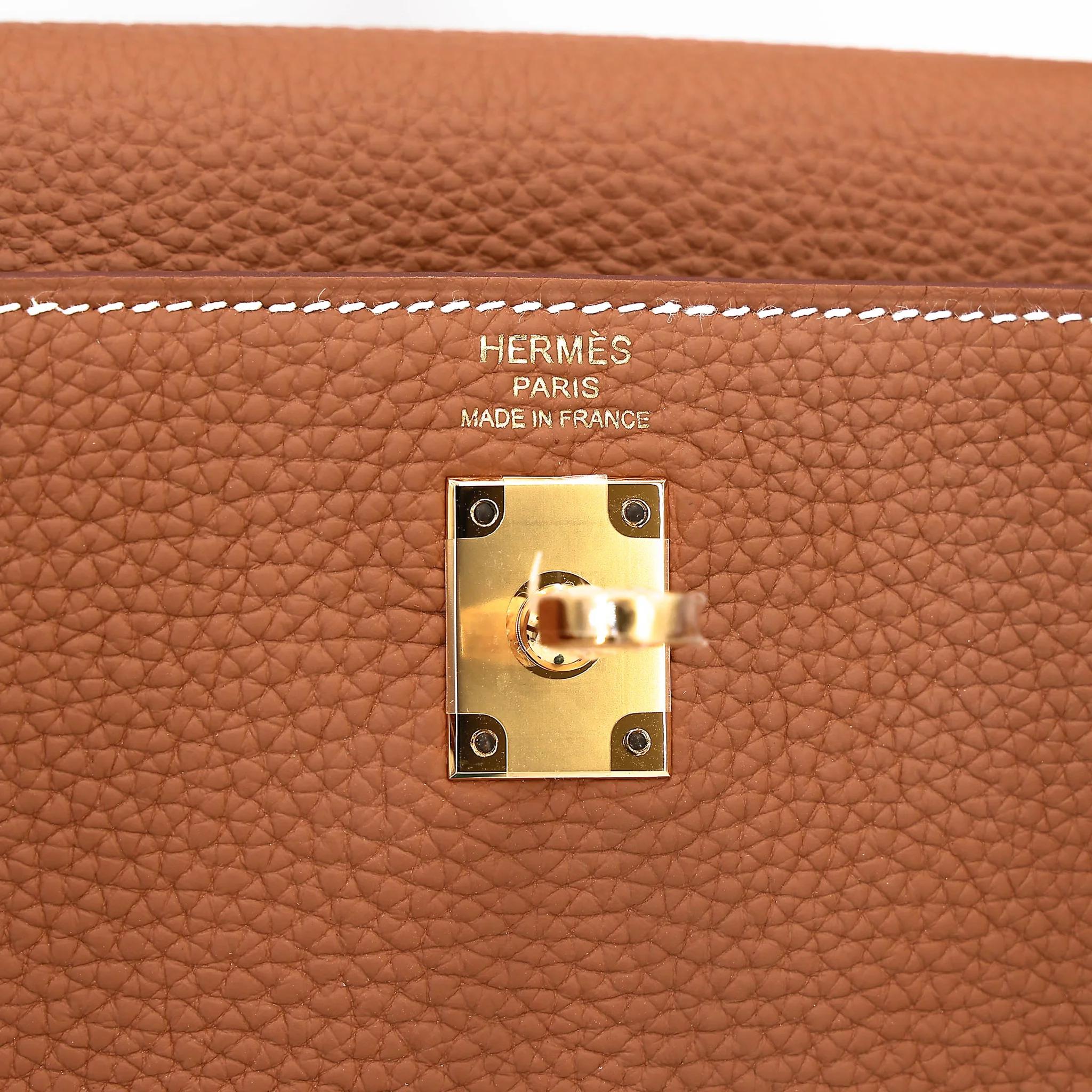 SA超美品 HERMÈS 愛馬仕 Kelly 25 37 金棕色 Gold Togo小牛皮 金扣 W刻 2024年 - 14