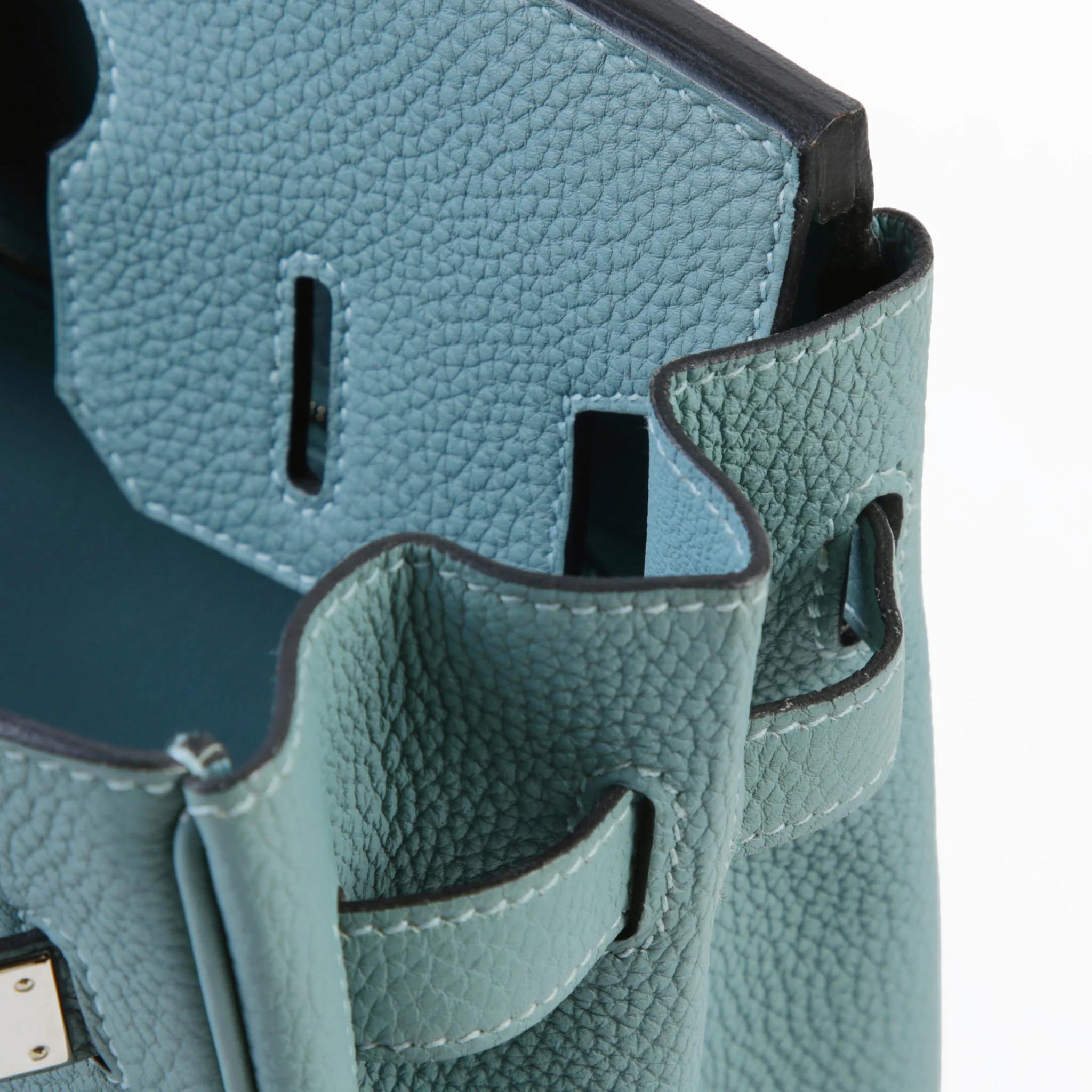Very Good ( Rank A) HERMÈS Birkin 30 Ciel (7G) Togo Palladium hardware Y (2020) - 11