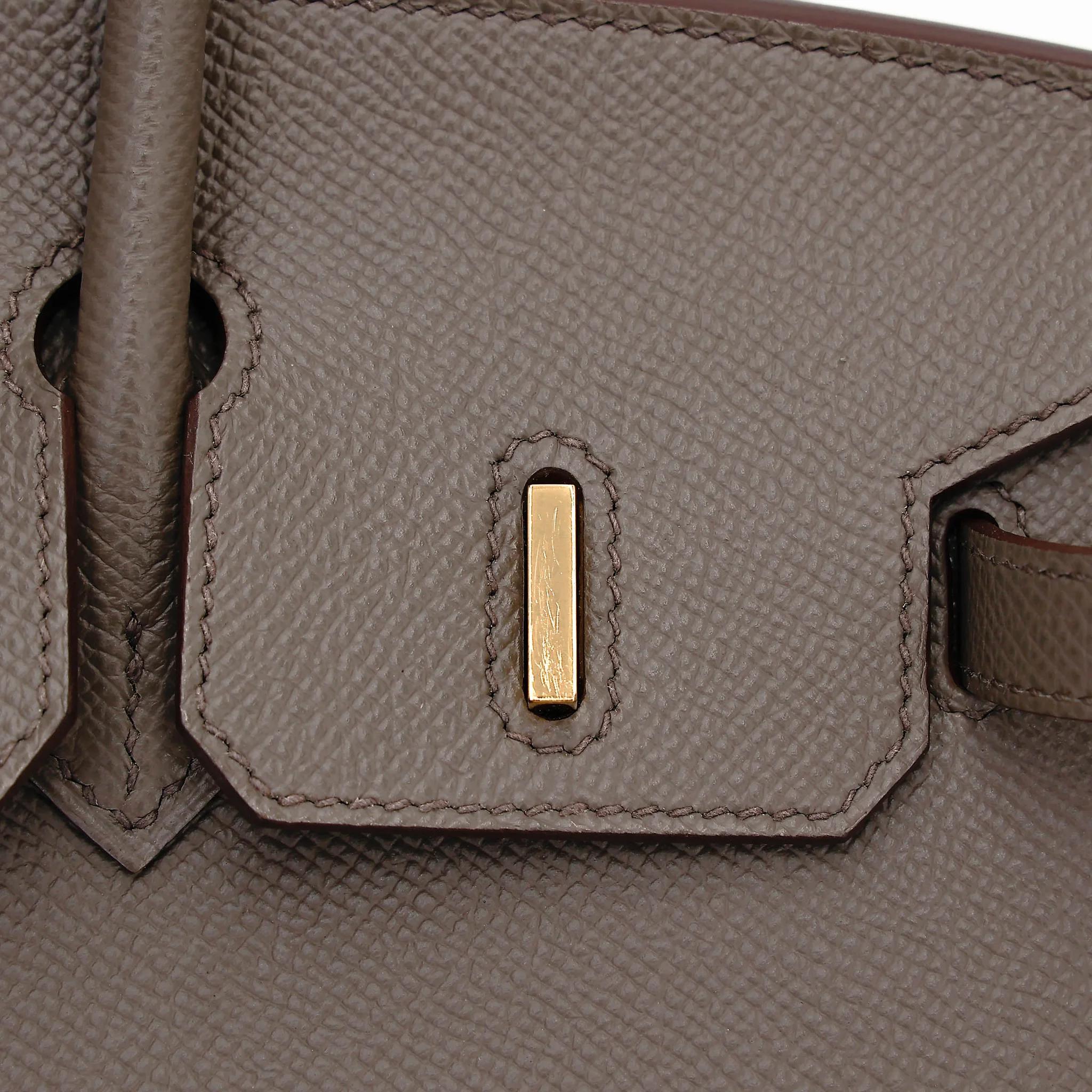 Very Good ( Rank A) HERMÈS Birkin 25 Sellier Etain (8F) Epsom Gold hardware Z (2021) - 13