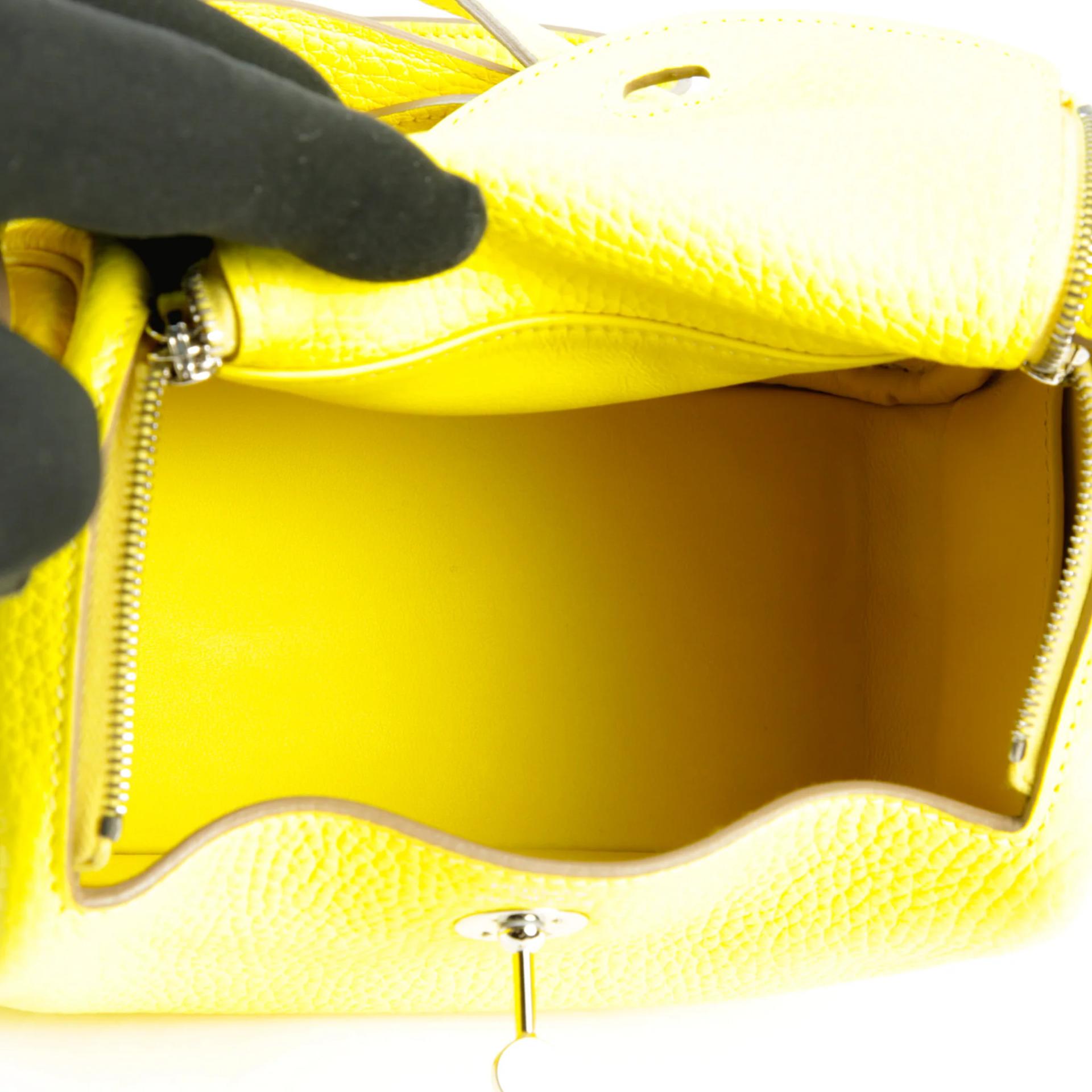 Excellent ( Rank SA ) HERMÈS Mini Lindy Lime (9R) Clemence Palladium hardware Z (2021) - 10
