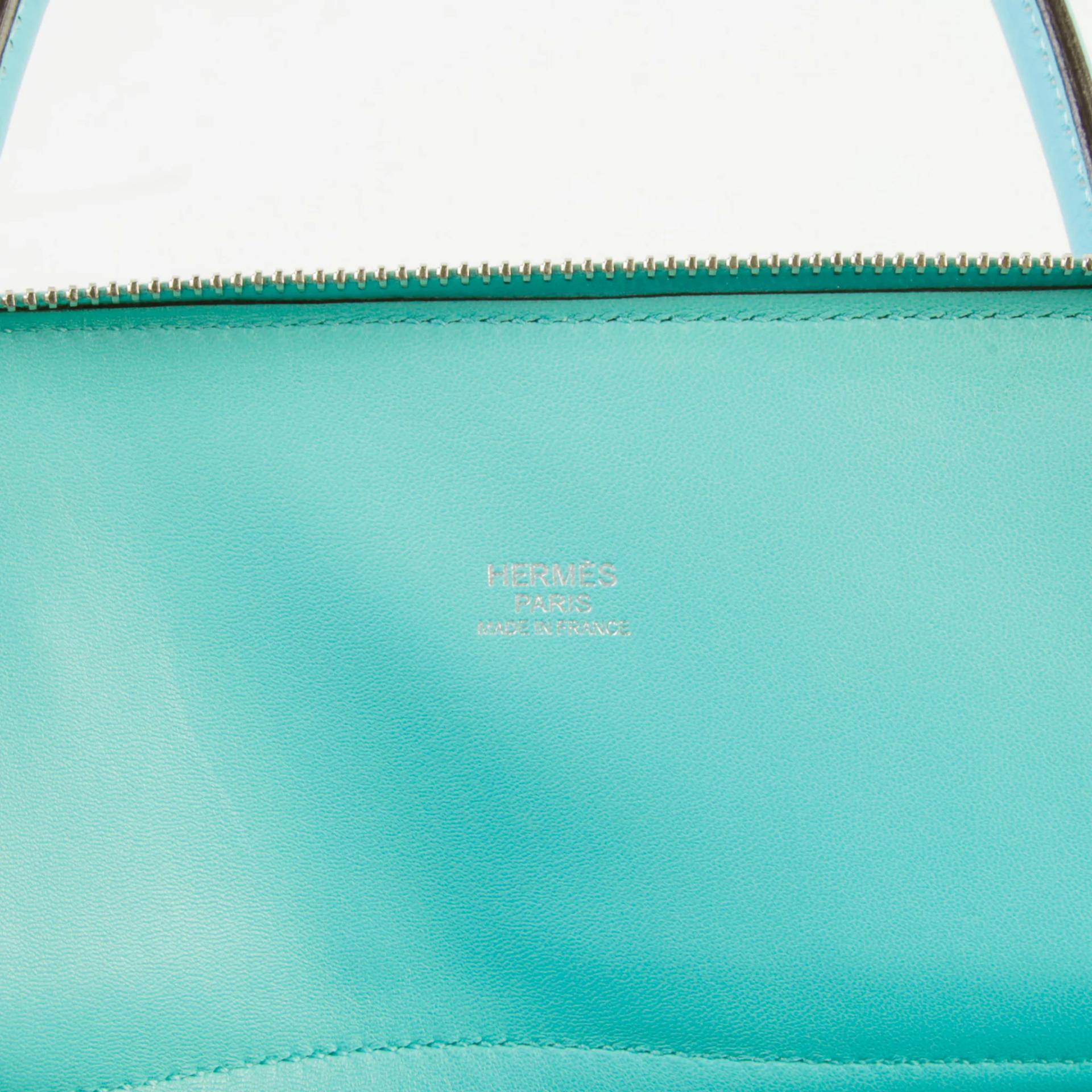 A美品 HERMÈS 愛馬仕 Bolide 31 3P 馬卡龍藍 Bleu Atoll Clemence小牛皮 銀扣 T刻 2015年 - 10