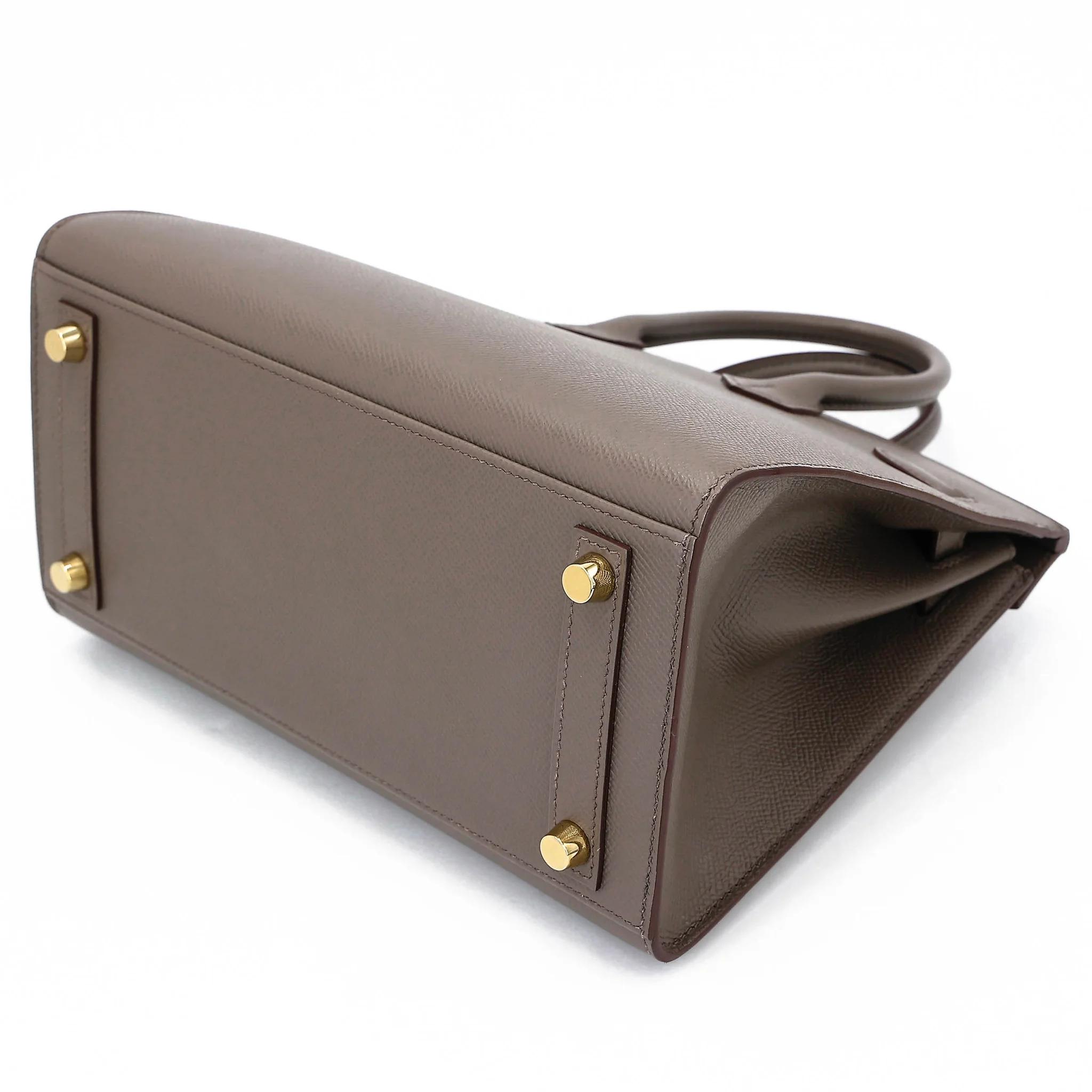 Very Good ( Rank A) HERMÈS Birkin 25 Sellier Etain (8F) Epsom Gold hardware Z (2021) - 6