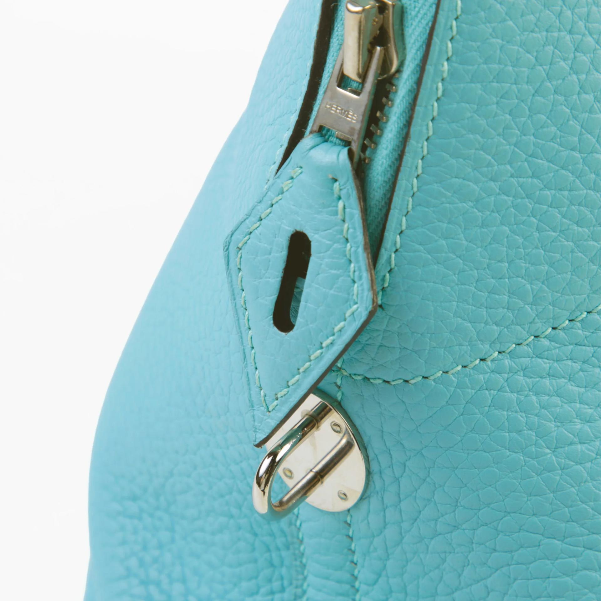 A美品 HERMÈS 愛馬仕 Bolide 31 3P 馬卡龍藍 Bleu Atoll Clemence小牛皮 銀扣 T刻 2015年 - 8