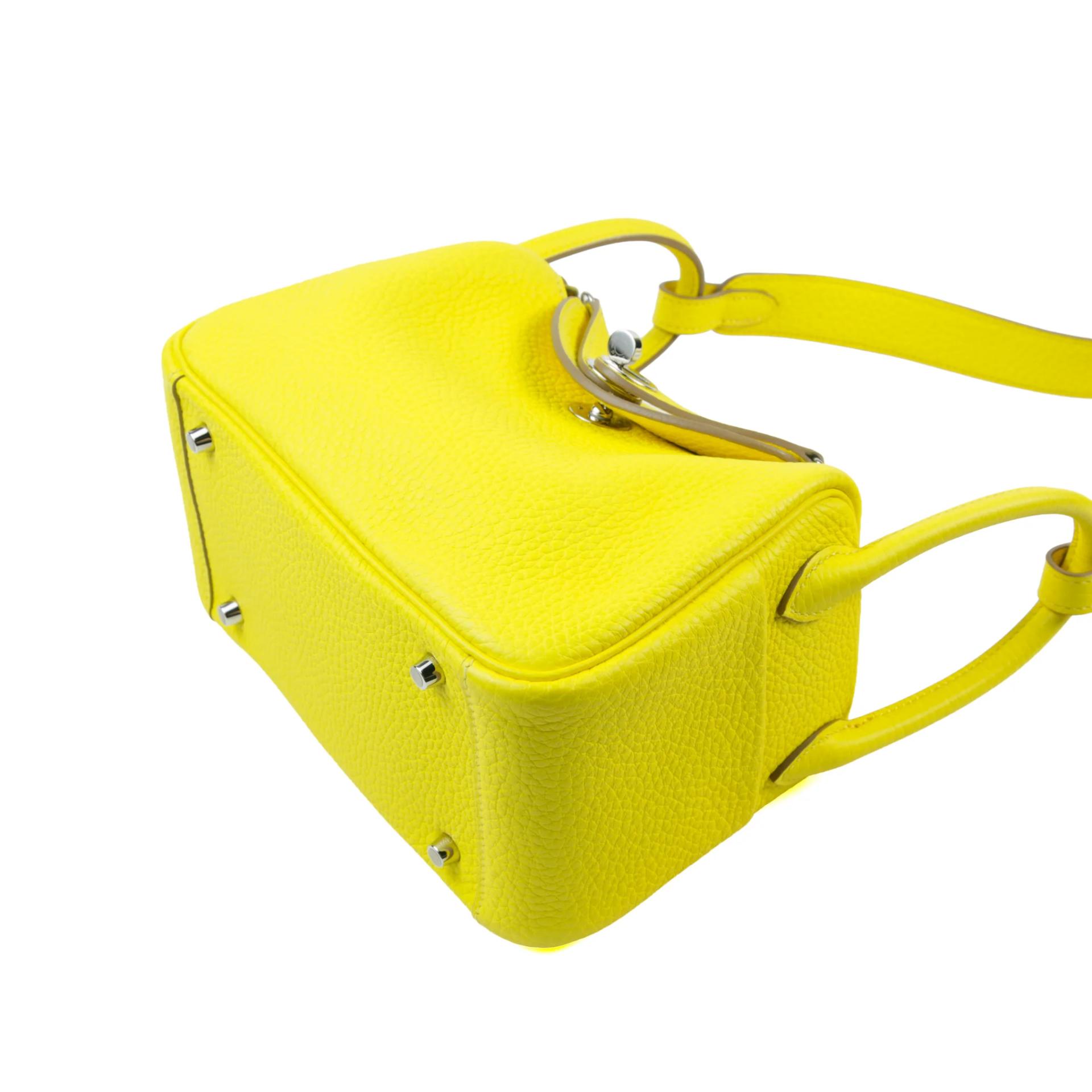 Excellent ( Rank SA ) HERMÈS Mini Lindy Lime (9R) Clemence Palladium hardware Z (2021) - 5