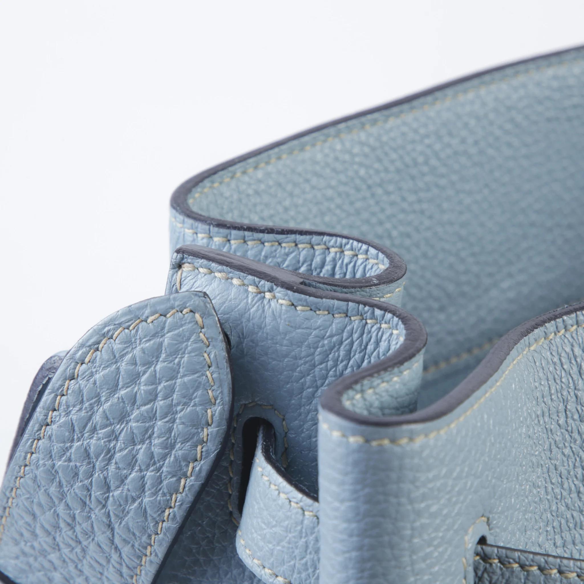 Very Good ( Rank A) HERMÈS So Kelly 26 Bleu Lin (J7) Clemence Palladium hardware Square Q (2013) - 14
