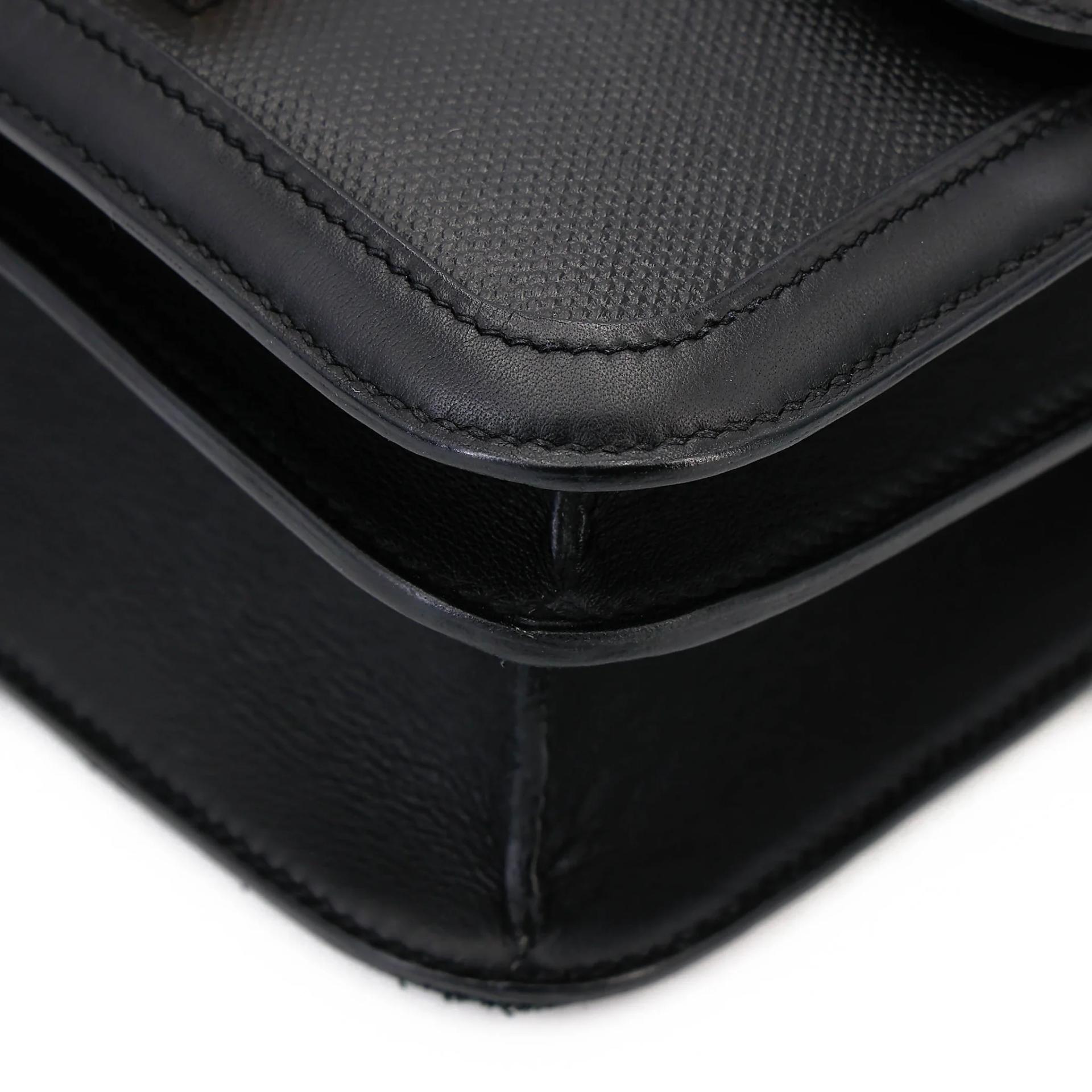 Very Good ( Rank A) HERMÈS Constance 24 Noir (89) Toile H canvas Swift Palladium hardware D (2019) - 8