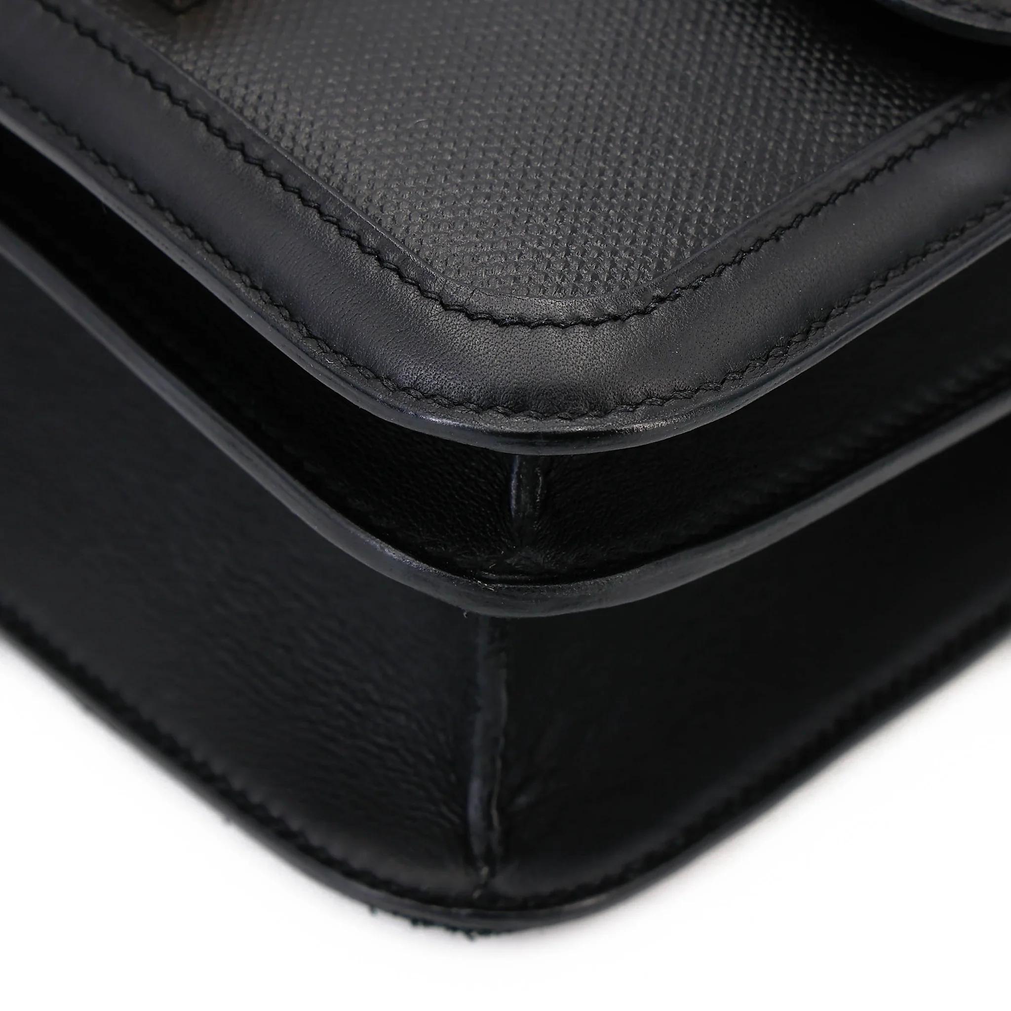 A美品 HERMÈS 愛馬仕 Constance 康康 24 89 黑色 Noir (Black) Toile H 帆布 Swift牛皮 銀扣 D刻 2019年 - 8