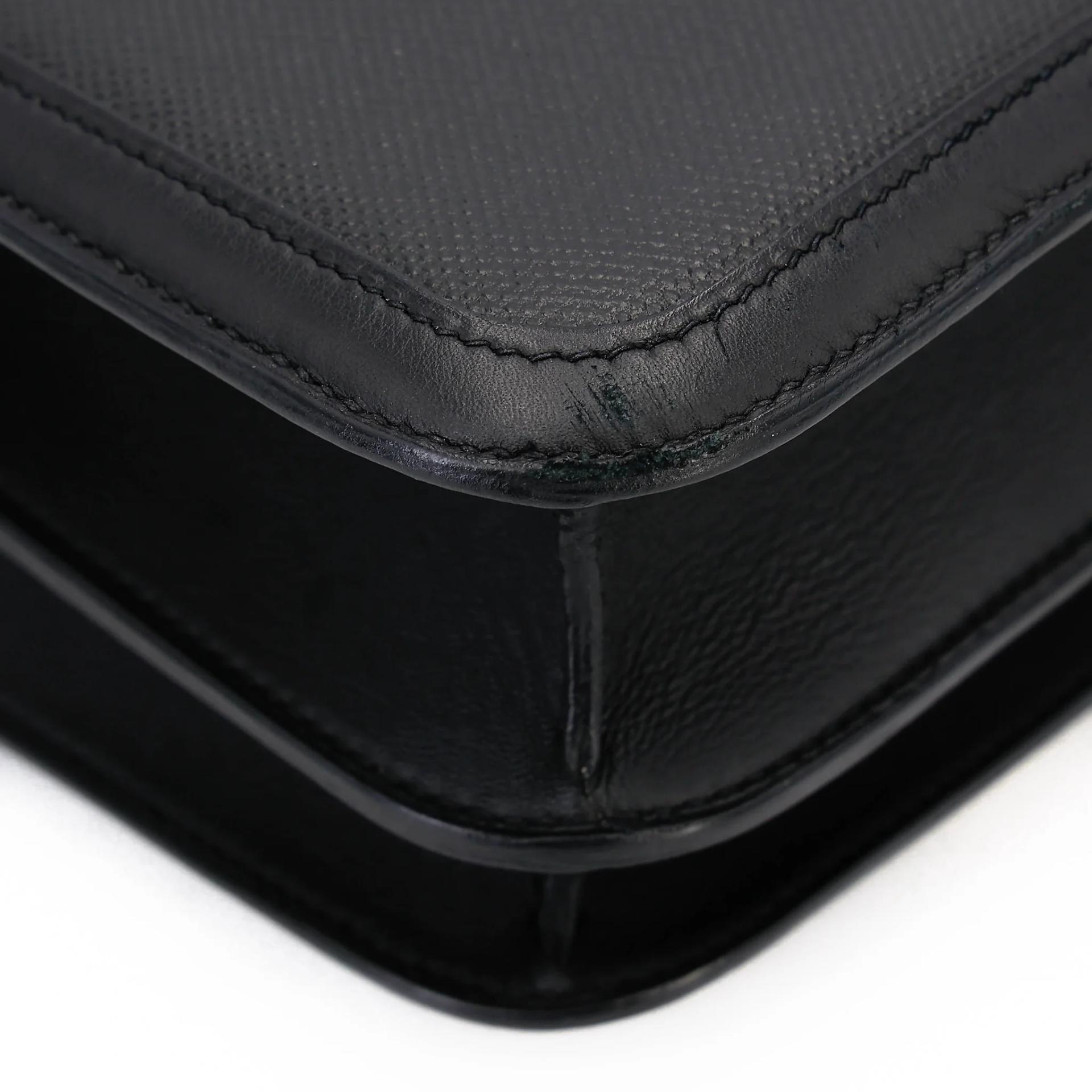 Very Good ( Rank A) HERMÈS Constance 24 Noir (89) Toile H canvas Swift Palladium hardware D (2019) - 11