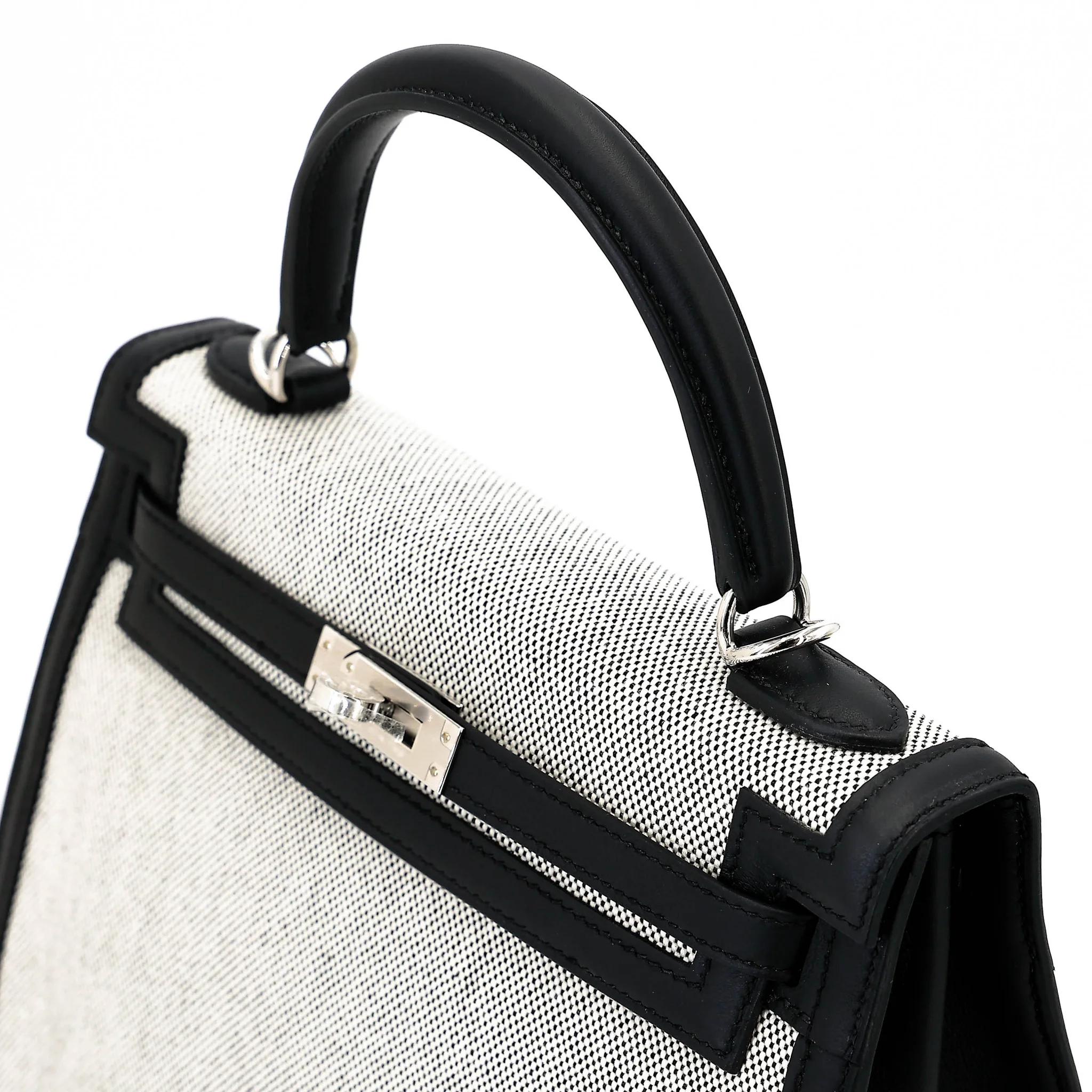 全新 HERMÈS 爱马仕 Kelly 25 外缝 89 黑色 Noir (Black) Toile H 帆布 Swift牛皮 银扣 G刻 2026年 - 3