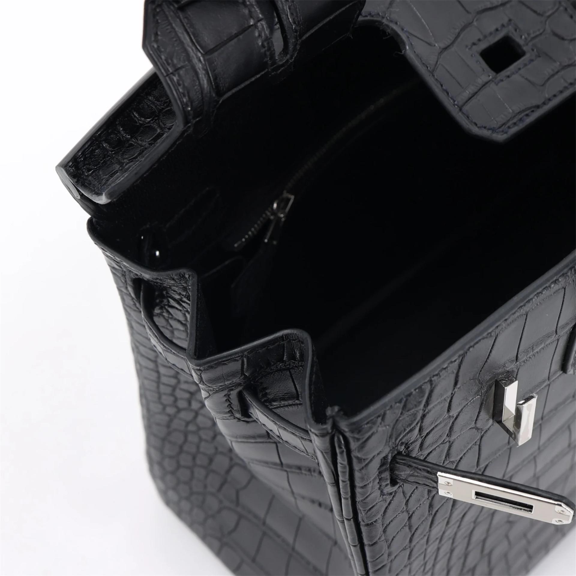 ランク N 新品 HERMÈS エルメス バーキン25 ブラック (89) クロコダイル アリゲーター マット シルバー金具 G刻印 (2026) - 12