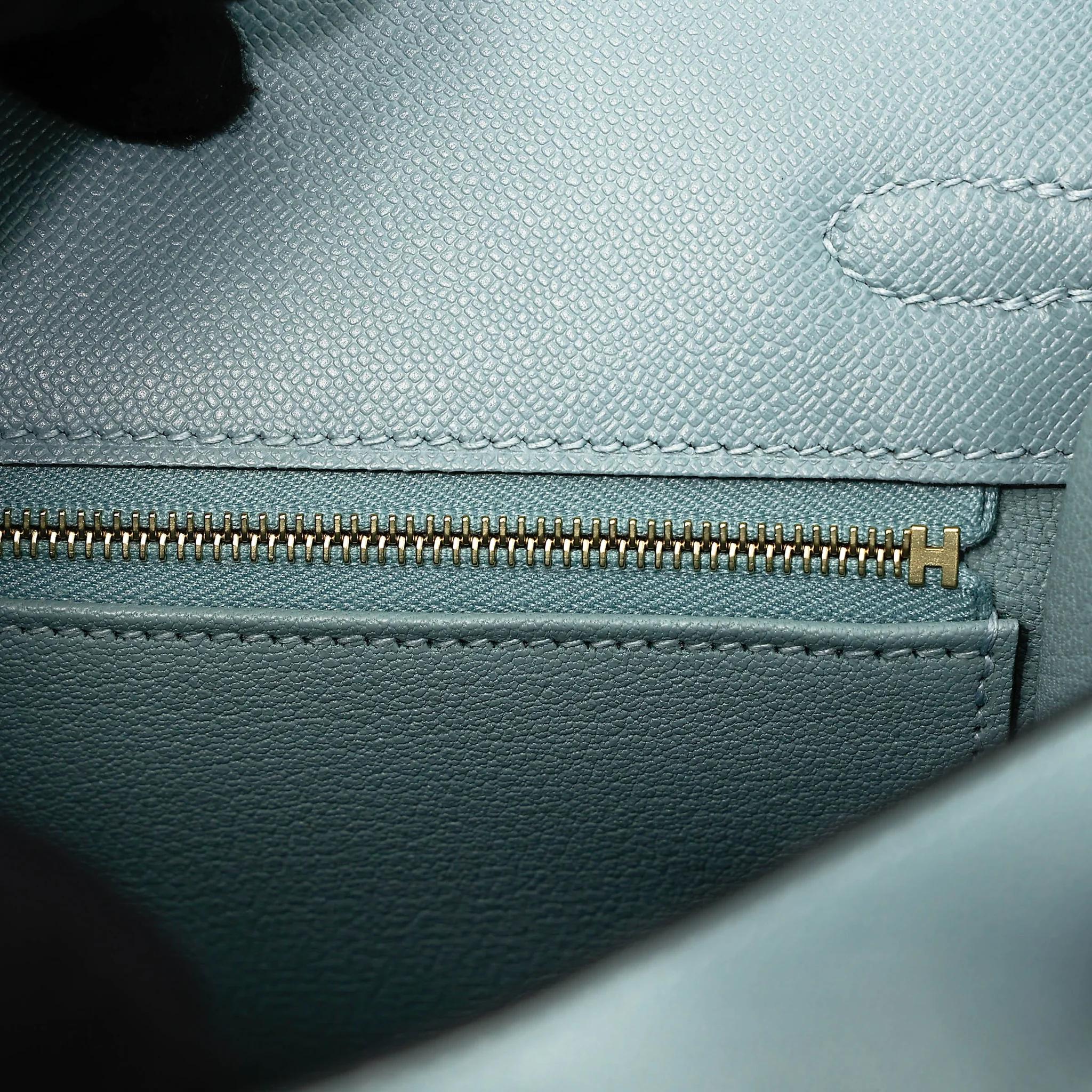 全新 HERMÈS 爱马仕 Kelly 25 外缝 7G 天青蓝 Ciel Madame皮 香槟金扣 G刻 2026年 - 14
