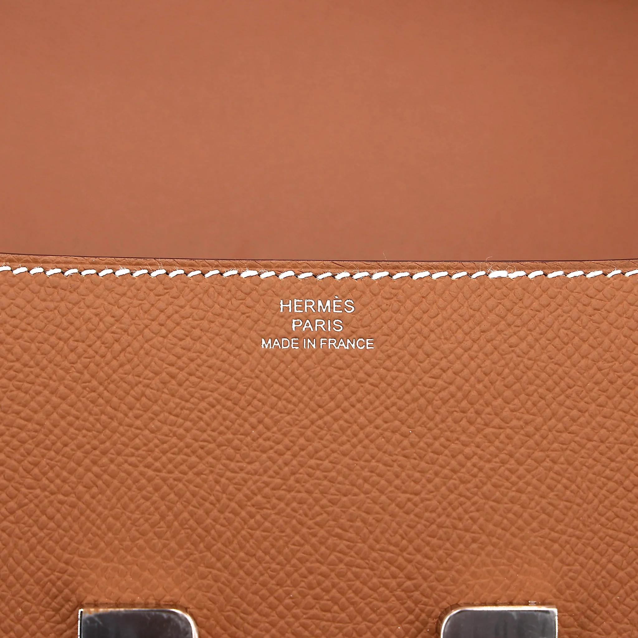 未使用保存品 HERMÈS 愛馬仕 Constance 康康 Elan 37 金棕色 Gold Epsom牛皮 銀扣 W刻 2024年 - 12